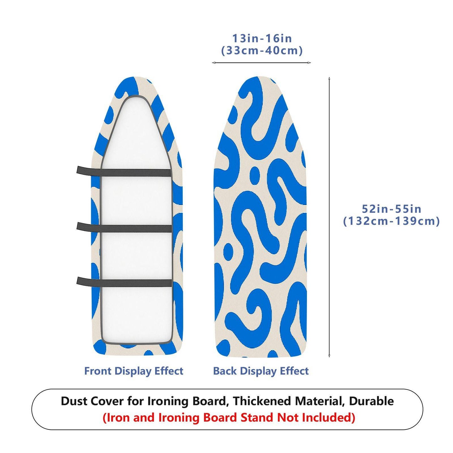 1-Piece Abstract Blue Wave Pattern Modern Design  Ironing Board Cover, Universal Size, Without Board