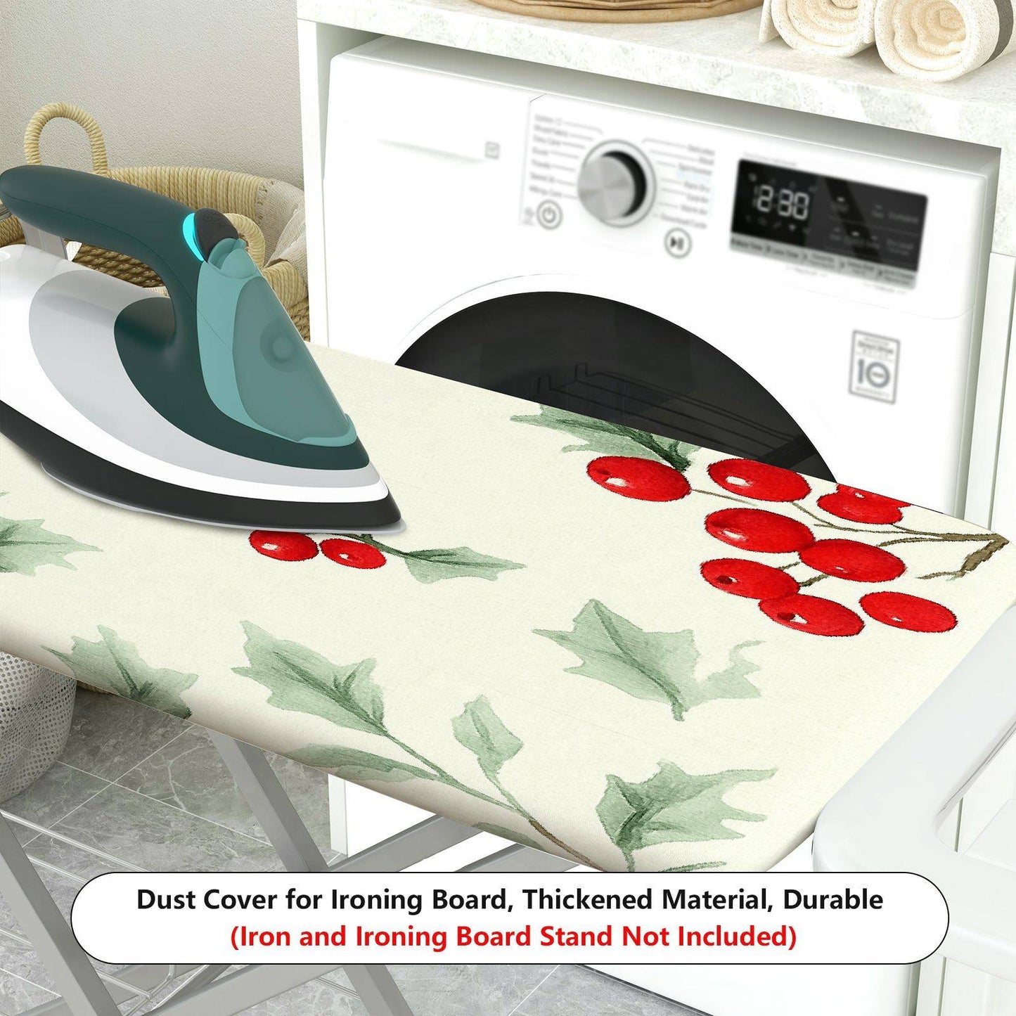 1-Piece Christmas Berry Leaves Holly  Ironing Board Cover, Universal Size, Without Board