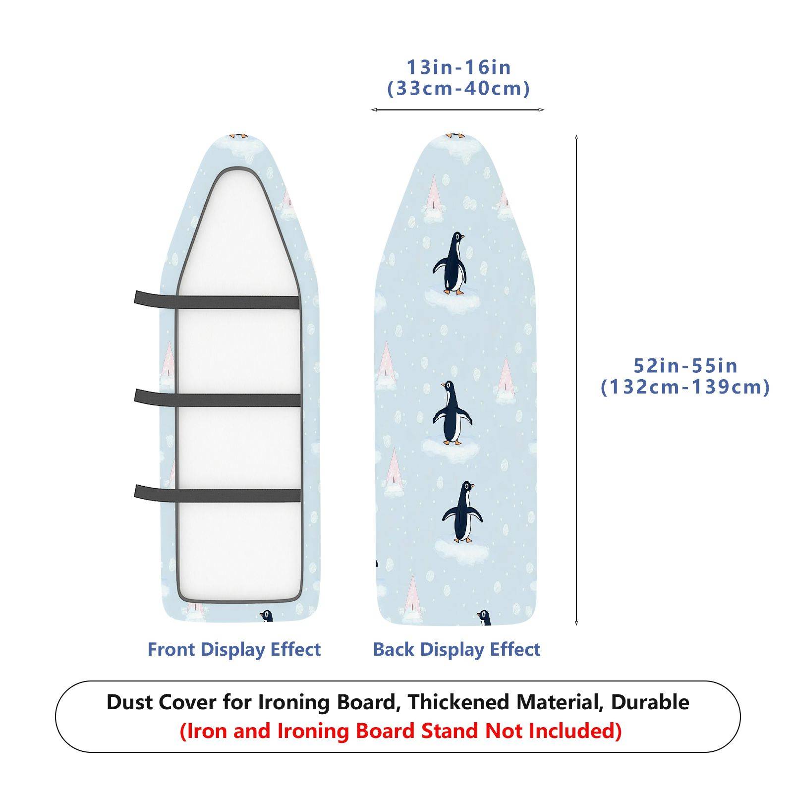 1-Piece Penguin Snowflake Christmas  Ironing Board Cover, Universal Size, Without Board