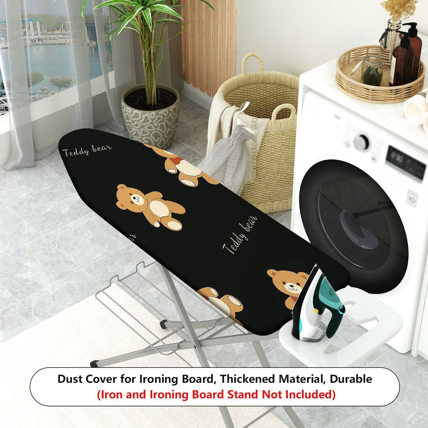 1-Piece Teddy Bear Black Cute  Ironing Board Cover, Universal Size, Without Board