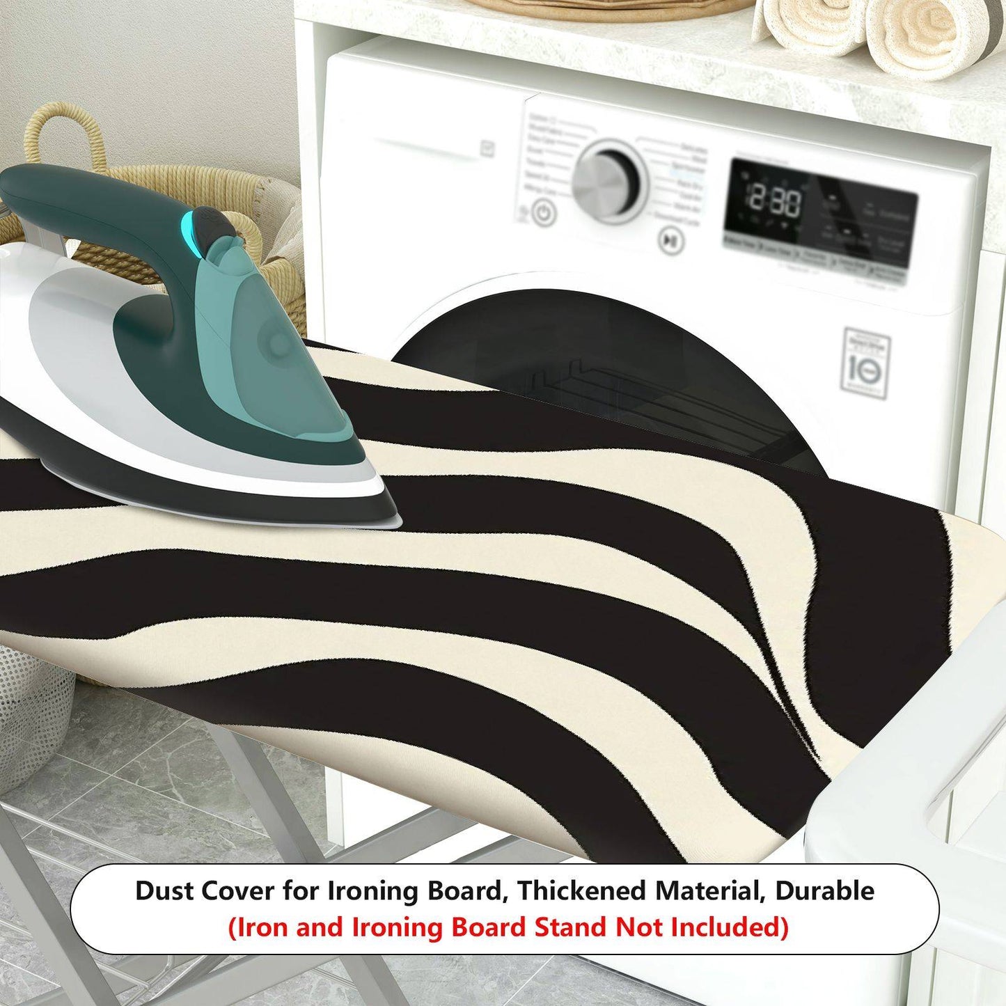1-Piece Zebra Pattern Black White  Ironing Board Cover, Universal Size, Without Board