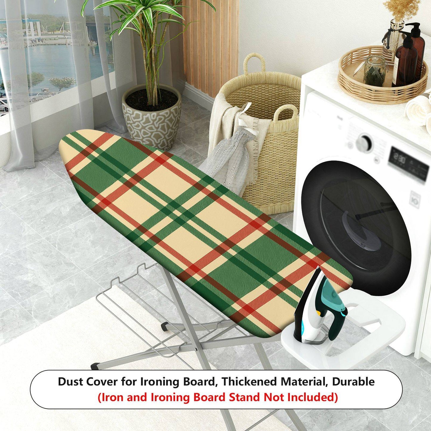 1-Piece Plaid Pattern Check Design Vintage Theme  Ironing Board Cover, Universal Size, Without Board