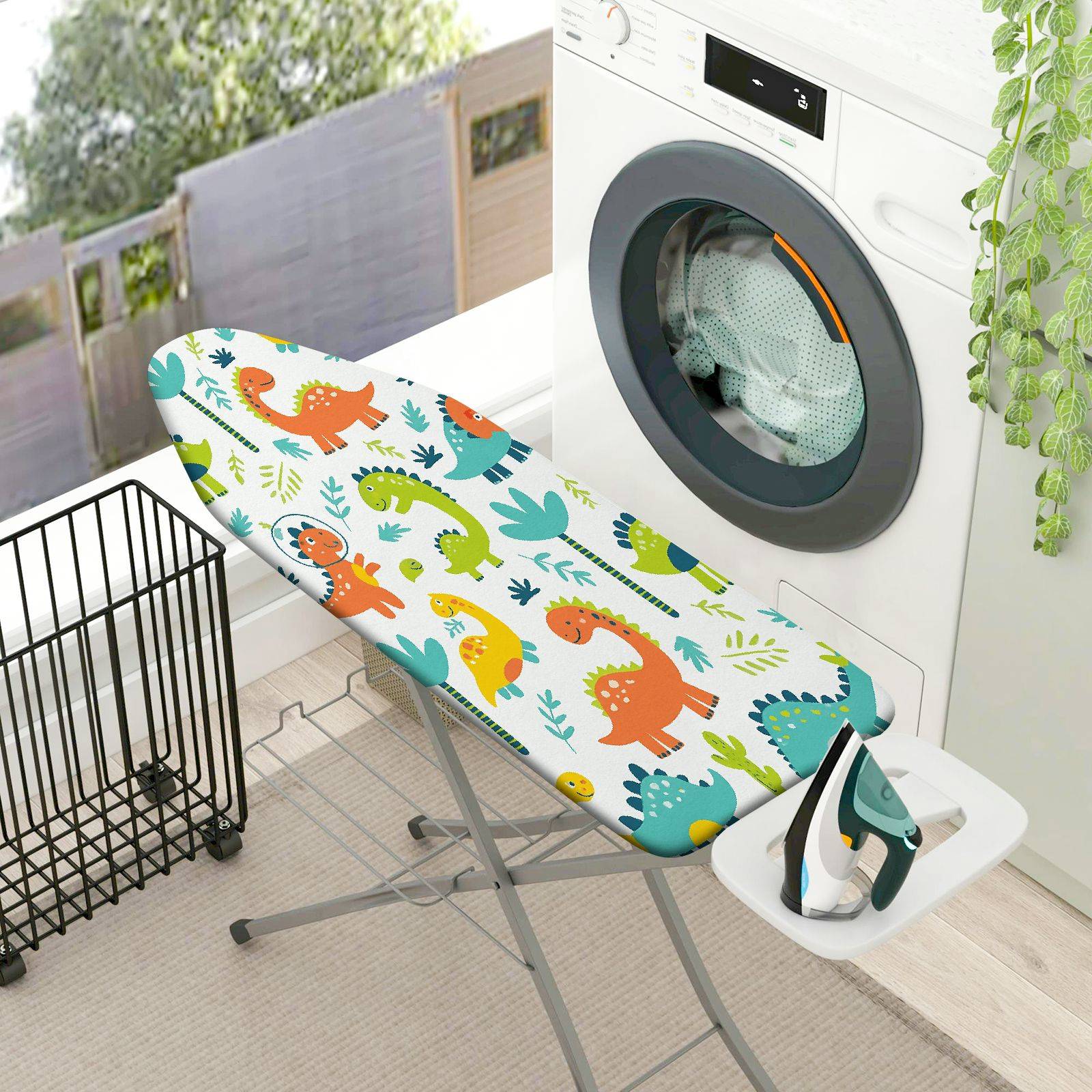 1-Piece Dinosaur Colorful Fun  Ironing Board Cover, Universal Size, Without Board