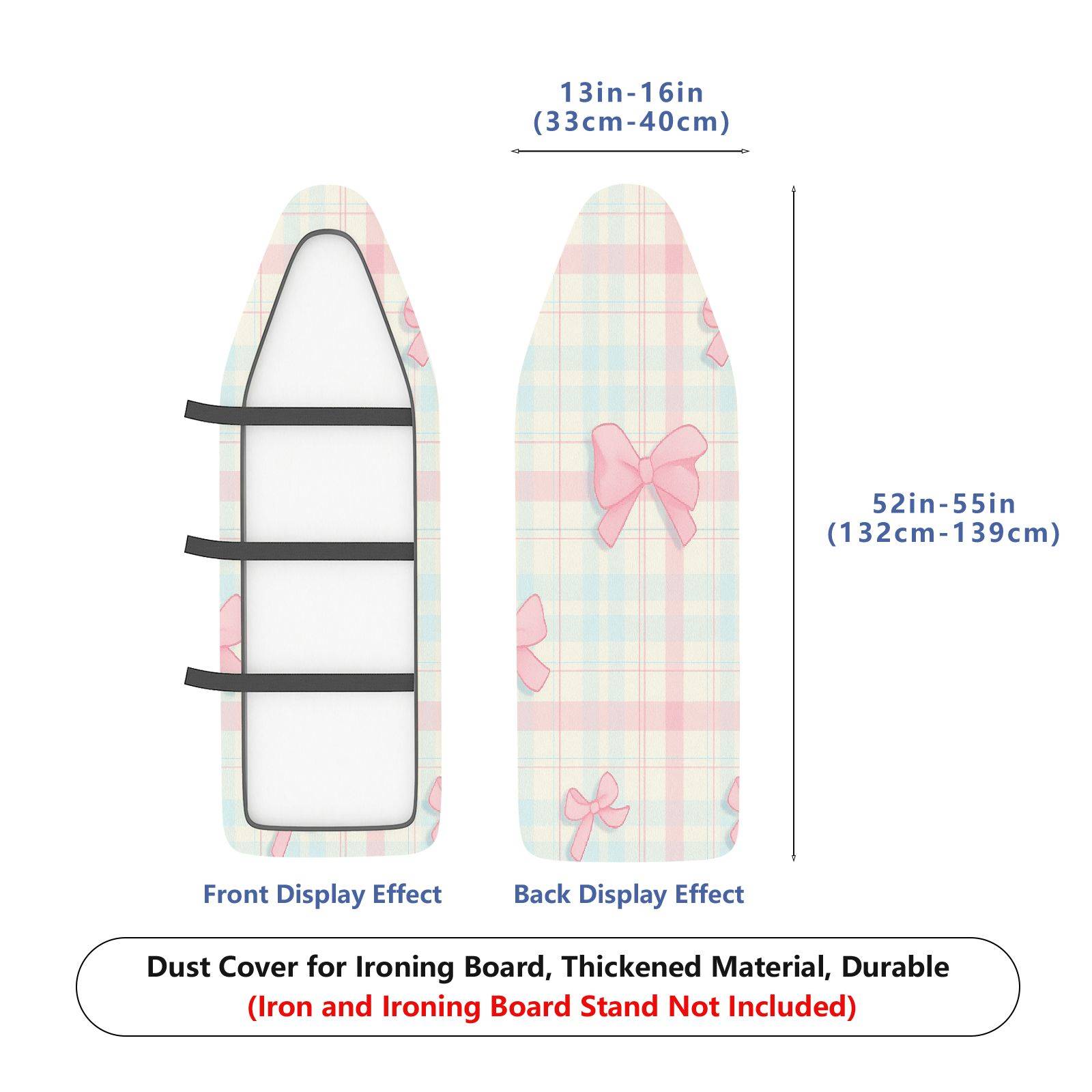 1-Piece Plaid Pink Bow Decorative  Ironing Board Cover, Universal Size, Without Board