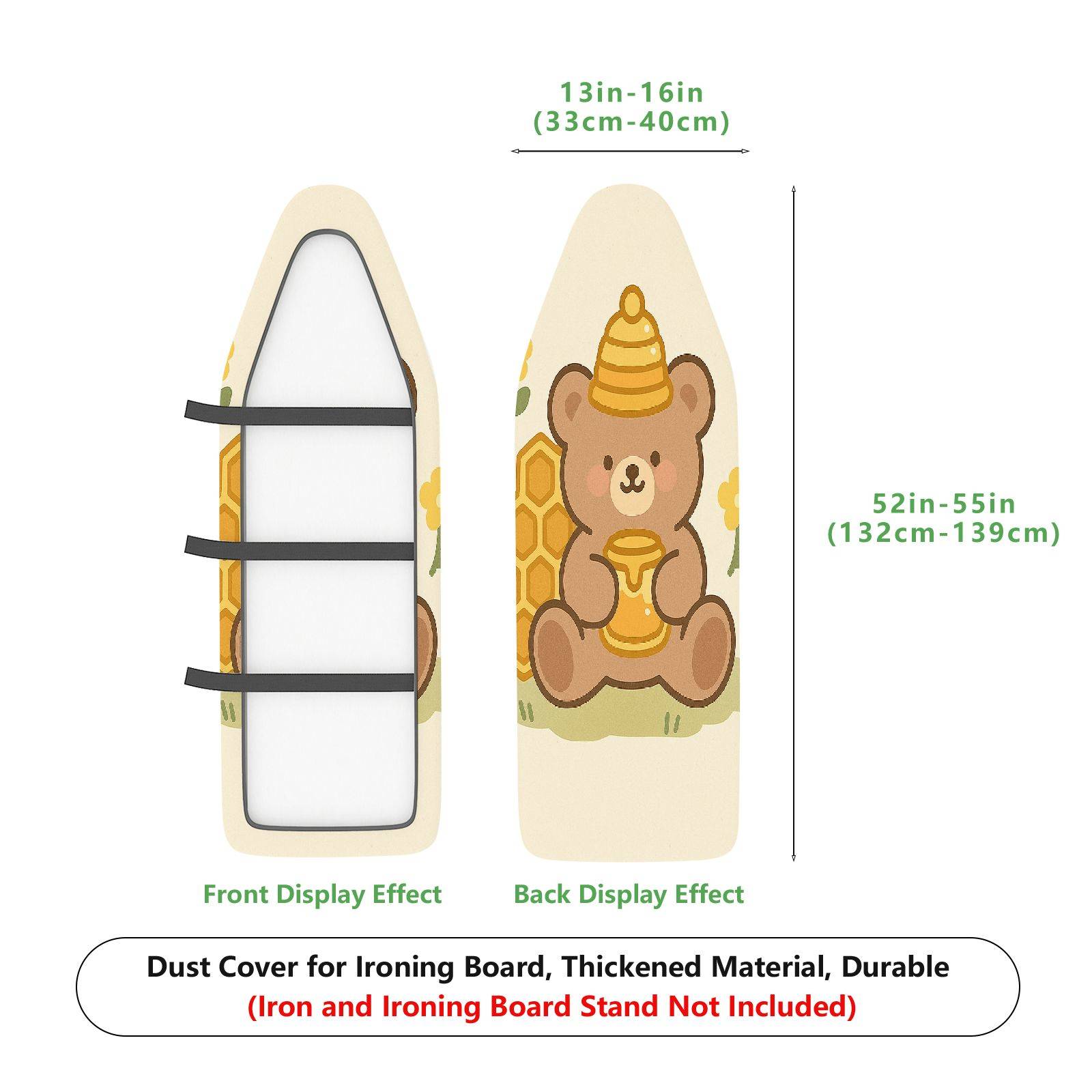 1-Piece Cute Bear Honey Floral  Ironing Board Cover, Universal Size, Without Board