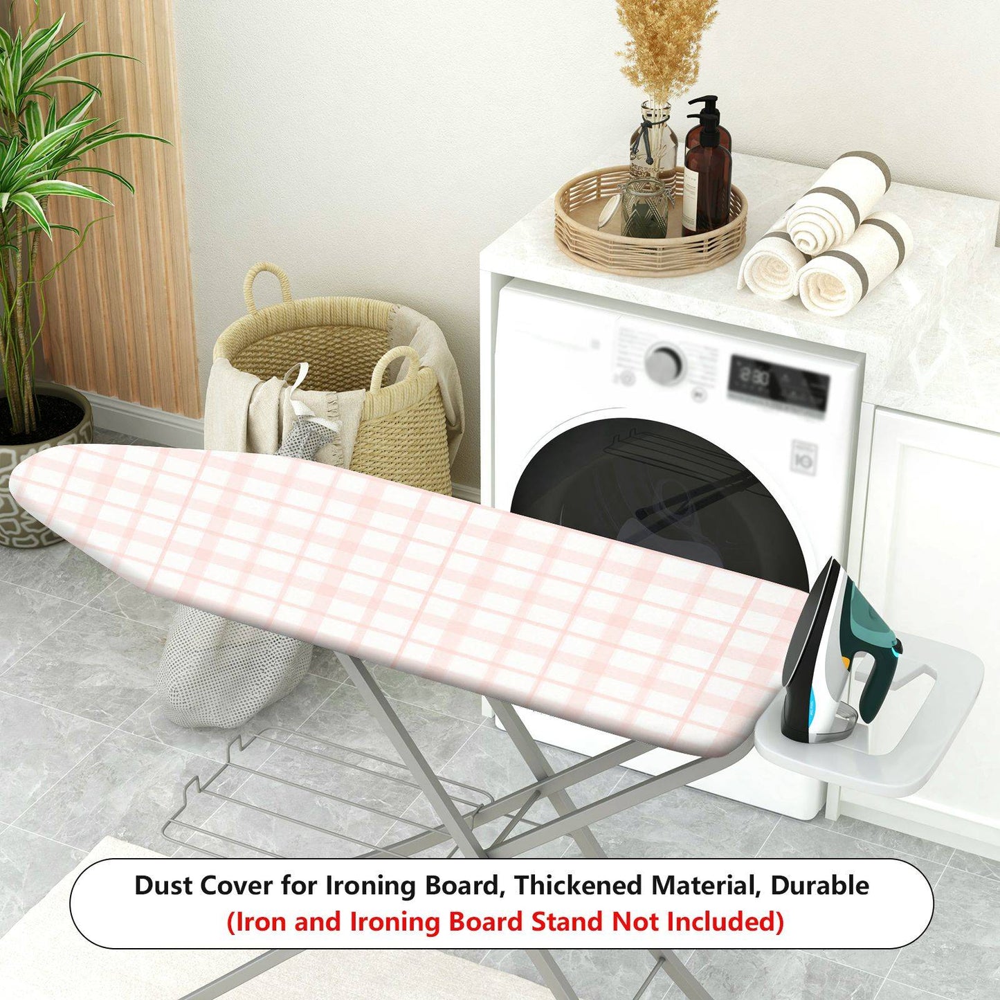 1-Piece Plaid Pattern Red White  Ironing Board Cover, Universal Size, Without Board