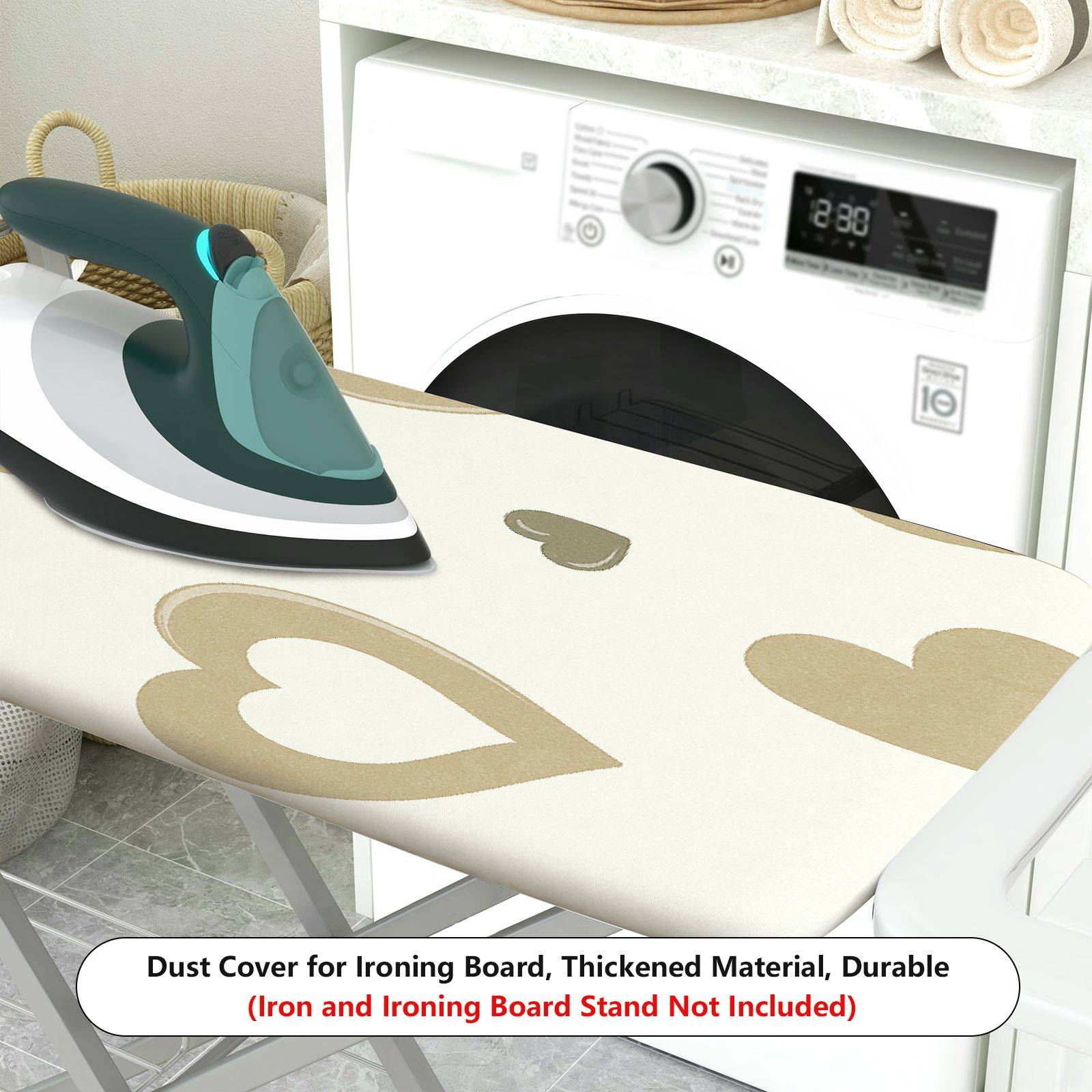 1-Piece Love Heart Pattern Beige  Ironing Board Cover, Universal Size, Without Board