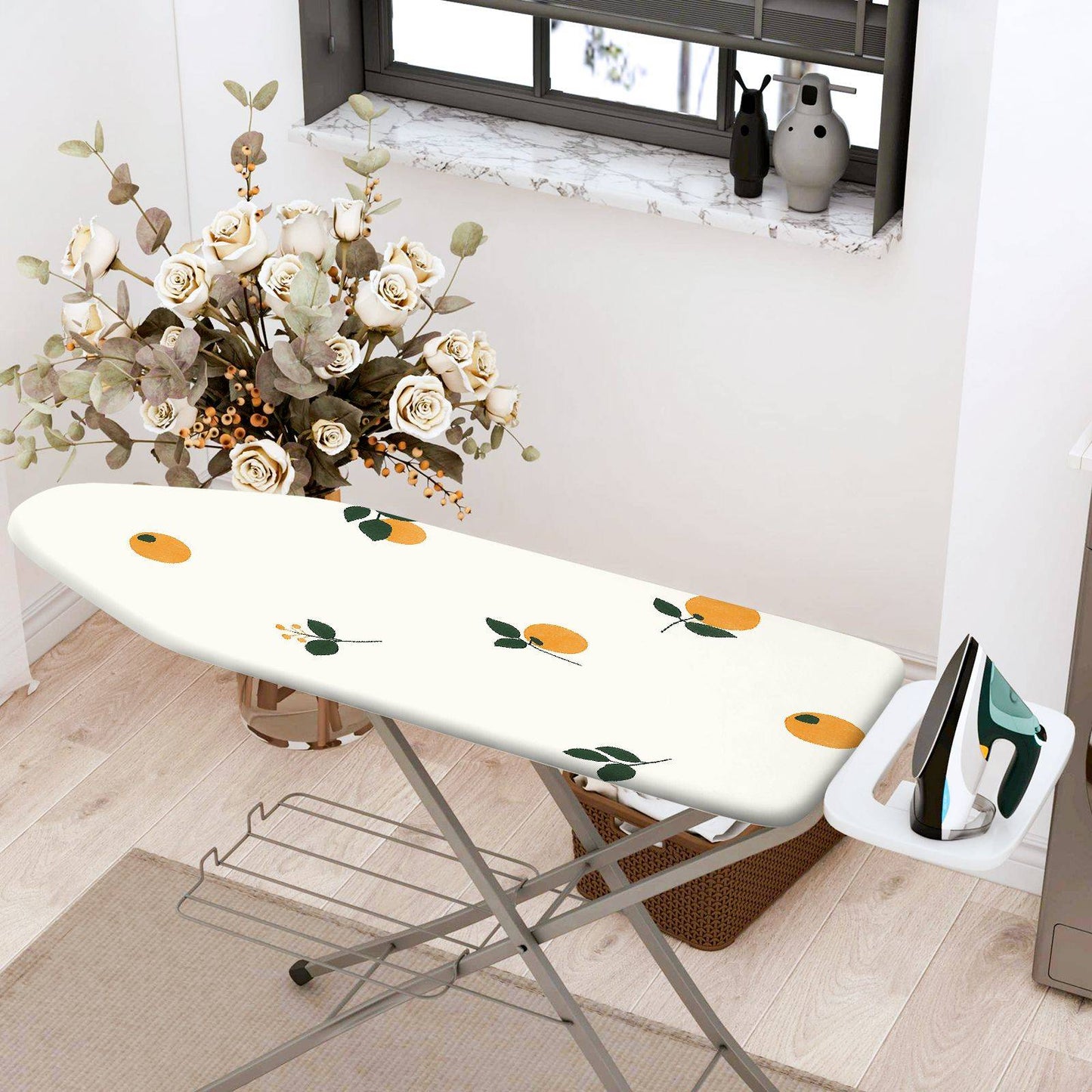 1-Piece Orange Fruit Pattern Leaf  Ironing Board Cover, Universal Size, Without Board