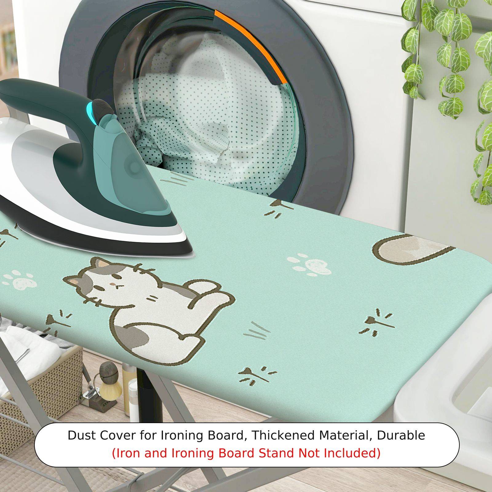 1-Piece Cat Paw Print Cute Green  Ironing Board Cover, Universal Size, Without Board
