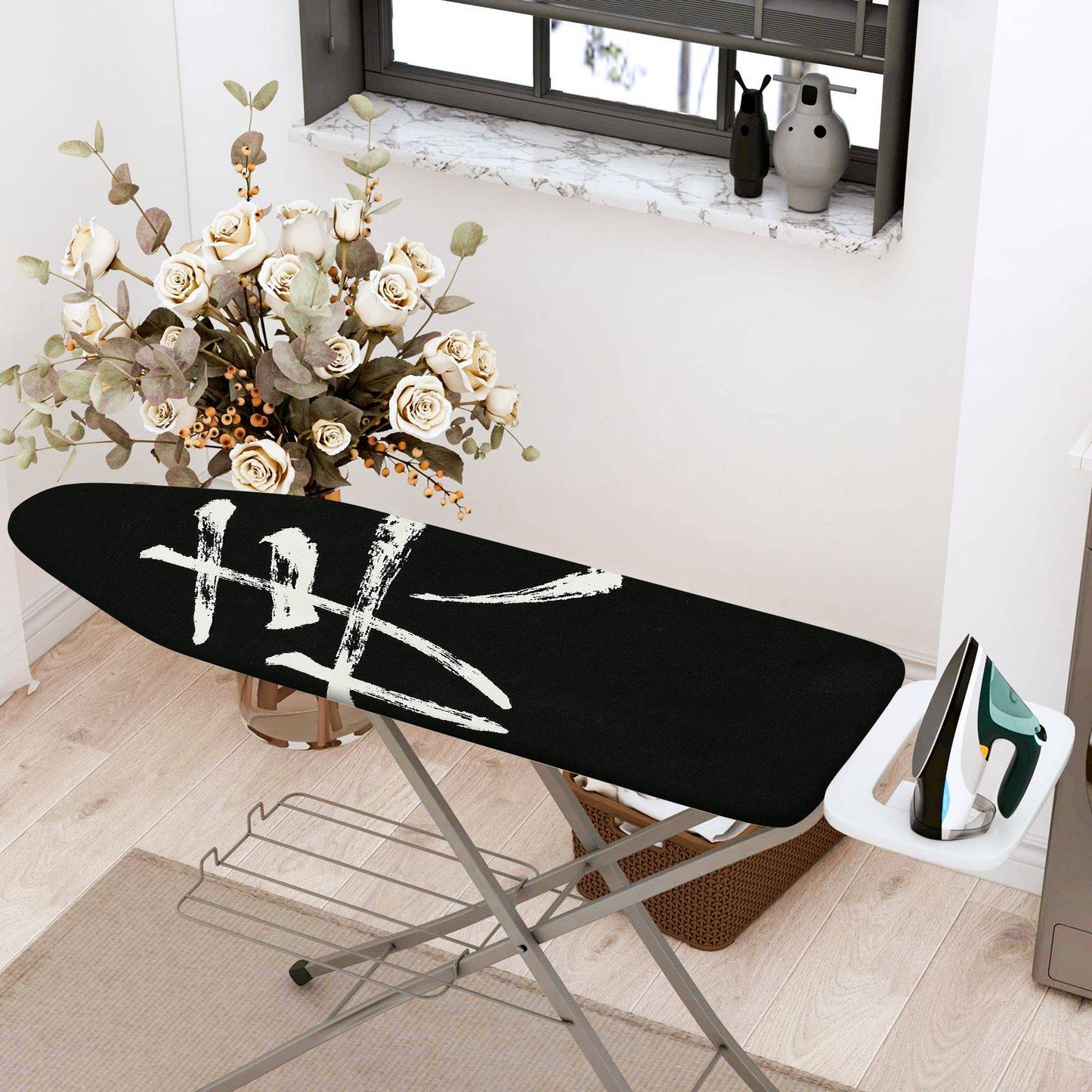 1-Piece Abstract Black White Strokes  Ironing Board Cover, Universal Size, Without Board