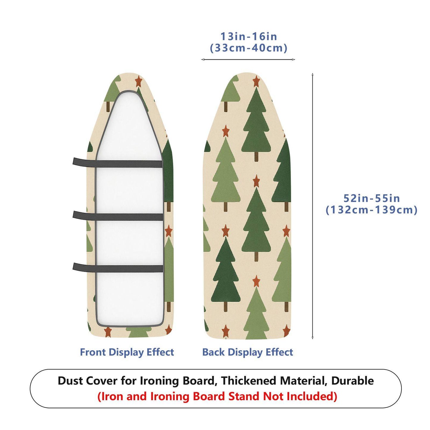 1-Piece Christmas Tree Star Pattern Festive  Ironing Board Cover, Universal Size, Without Board