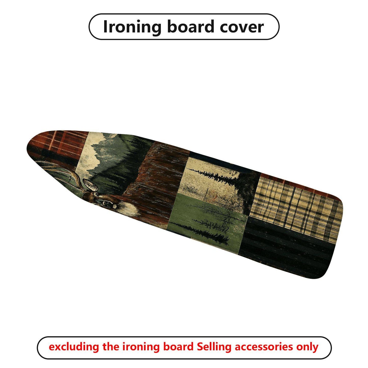 1-Piece Forest Deer Plaid  Ironing Board Cover, Universal Size, Without Board