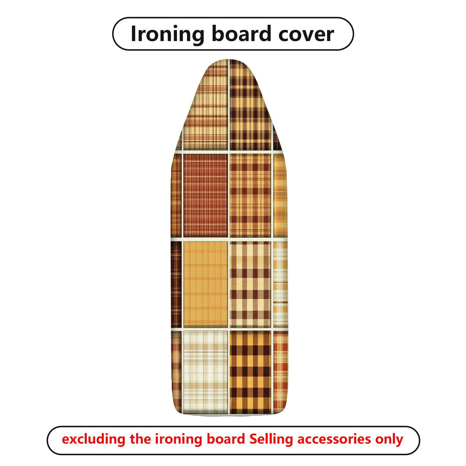 1-Piece Plaid Brown Beige  Ironing Board Cover, Universal Size, Without Board