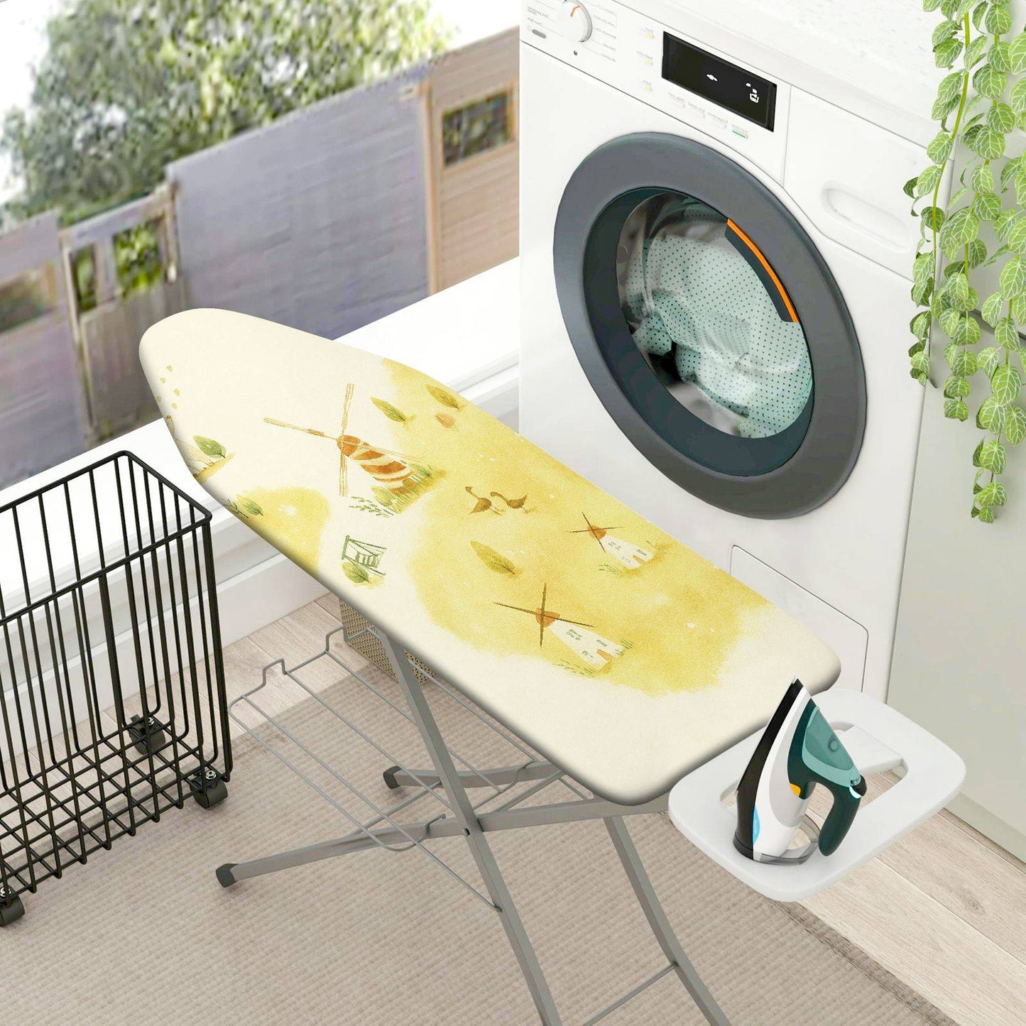 1-Piece Windmill Village Scenic  Ironing Board Cover, Universal Size, Without Board