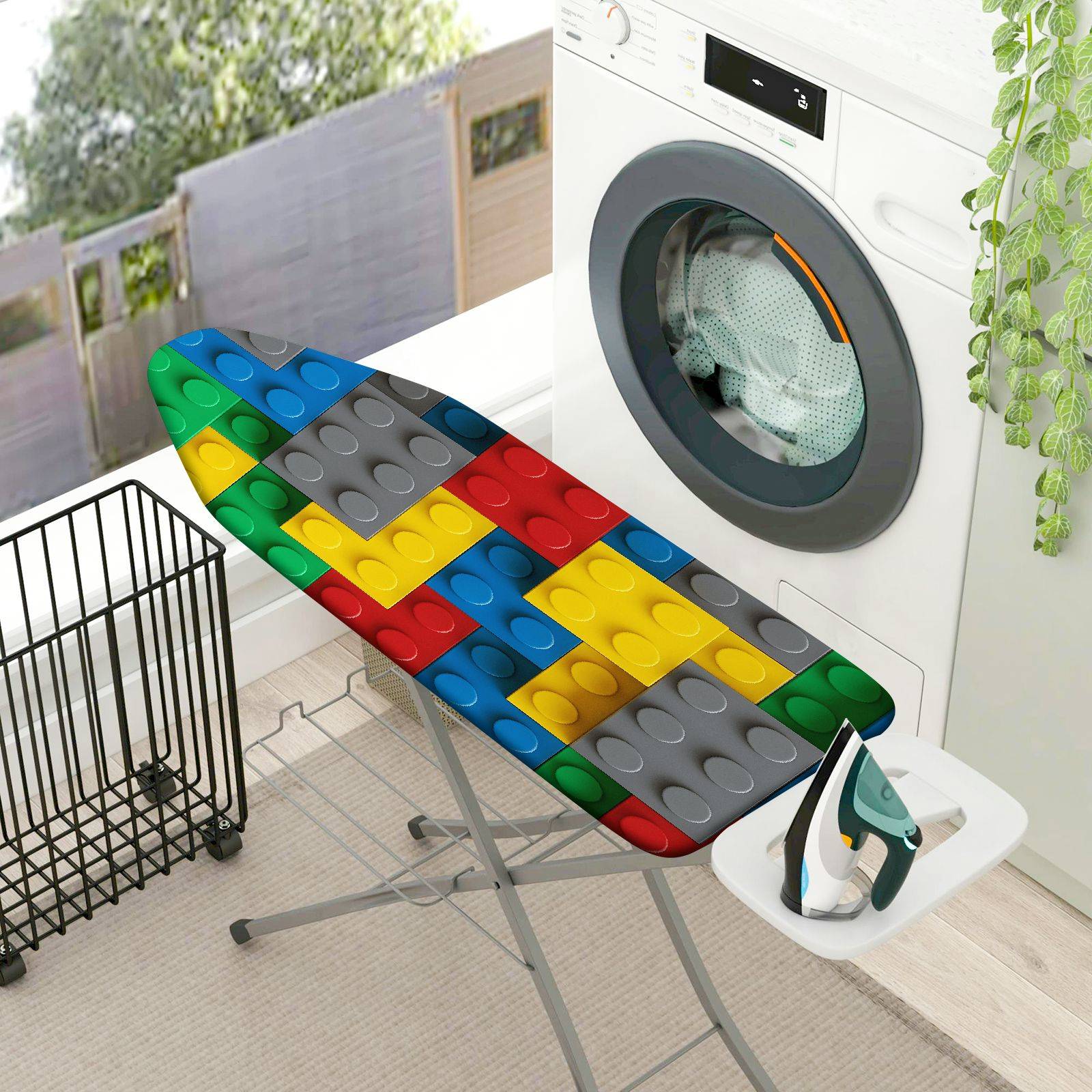 1-Piece Colorful Block Pattern Fun Bright  Ironing Board Cover, Universal Size, Without Board