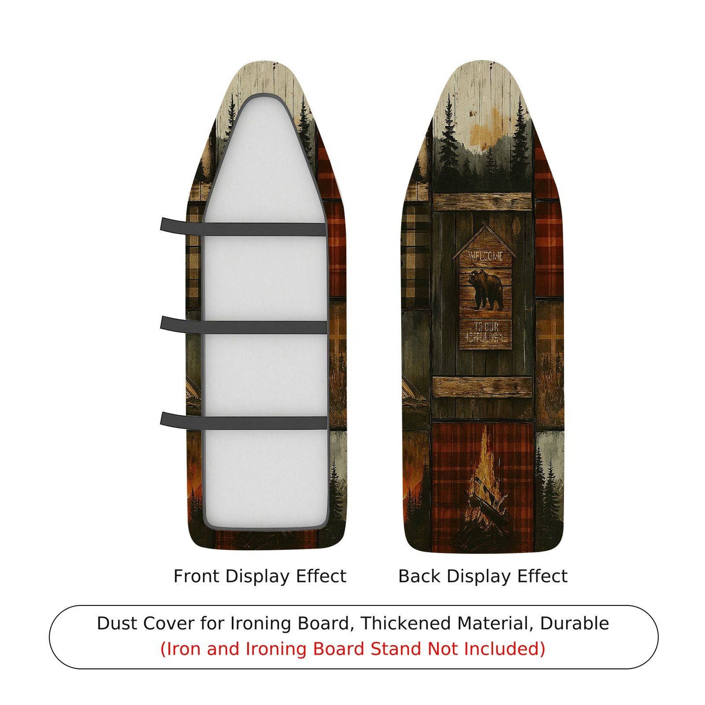 1-Piece Plaid Cabin Wood  Ironing Board Cover, Universal Size, Without Board