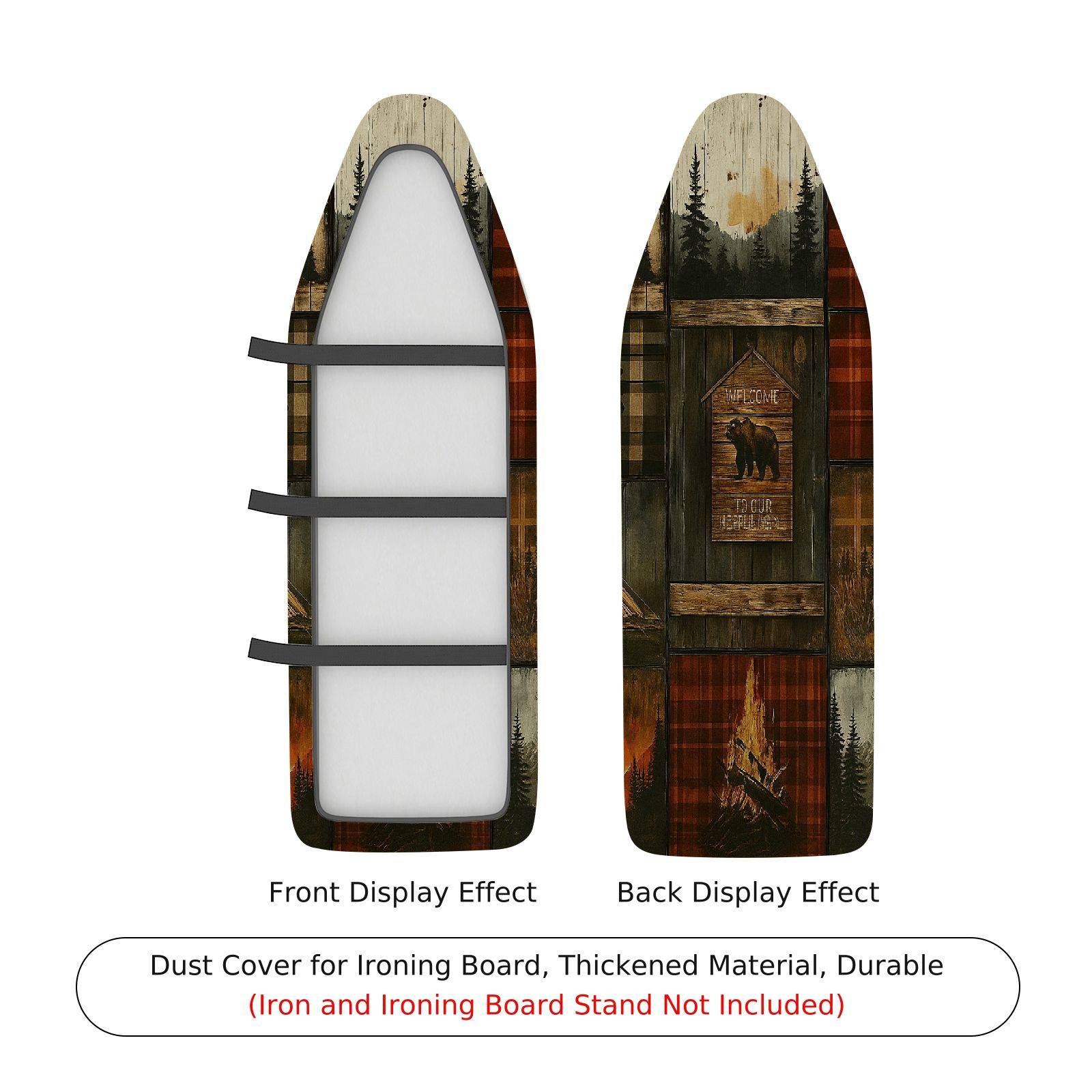 1-Piece Plaid Cabin Wood  Ironing Board Cover, Universal Size, Without Board
