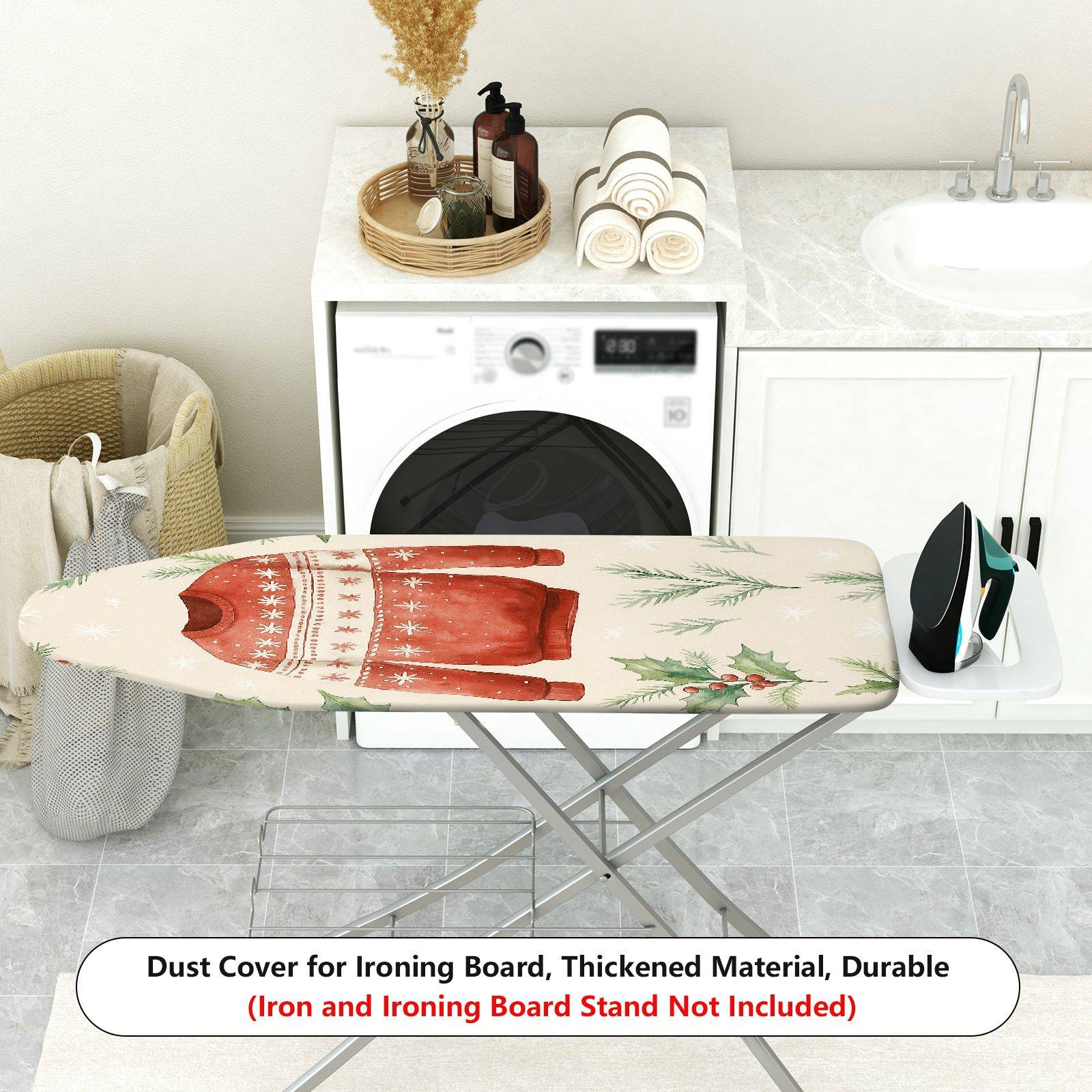 1-Piece Christmas sweater holly seasonal  Ironing Board Cover, Universal Size, Without Board