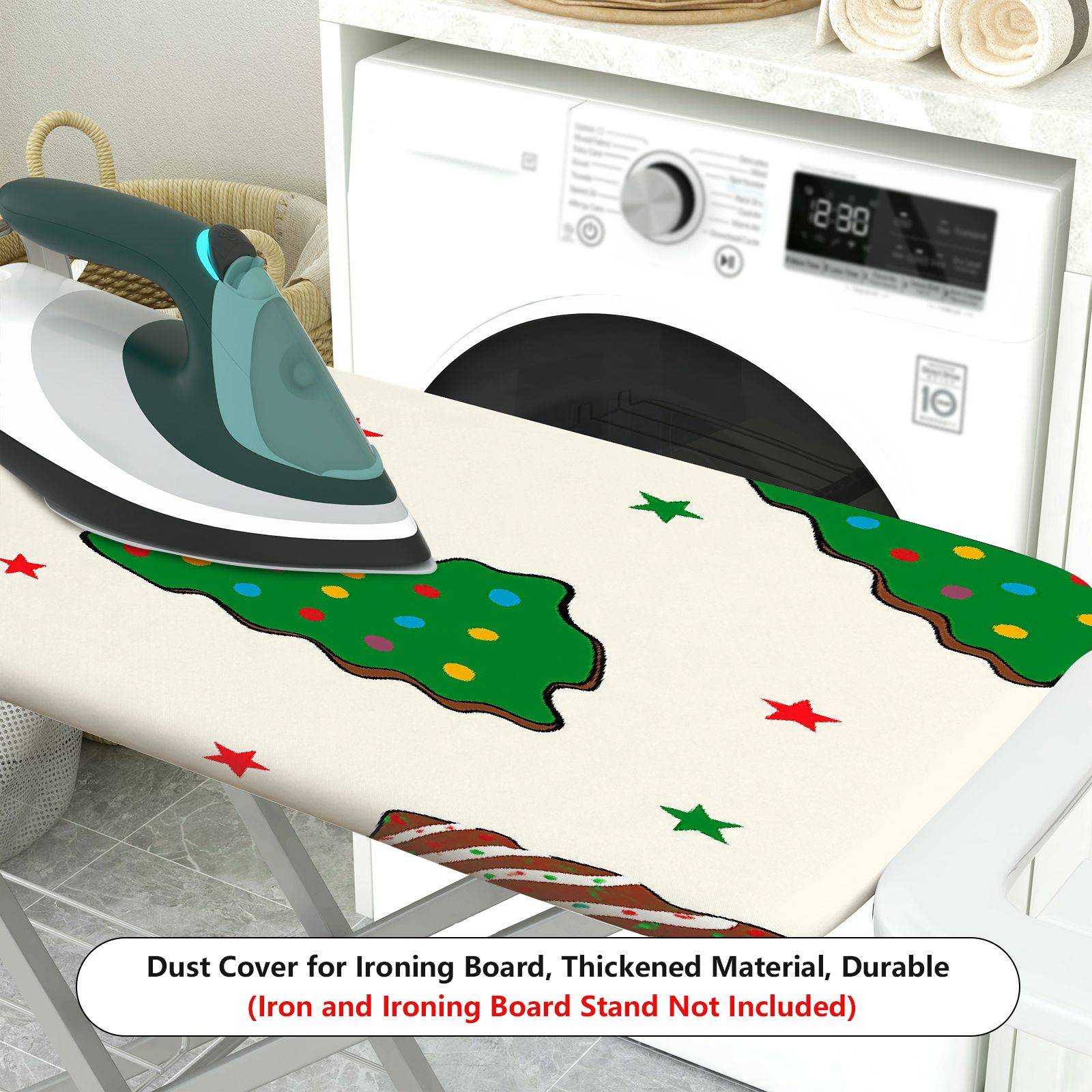 1-Piece Christmas Tree Star Bell  Ironing Board Cover, Universal Size, Without Board