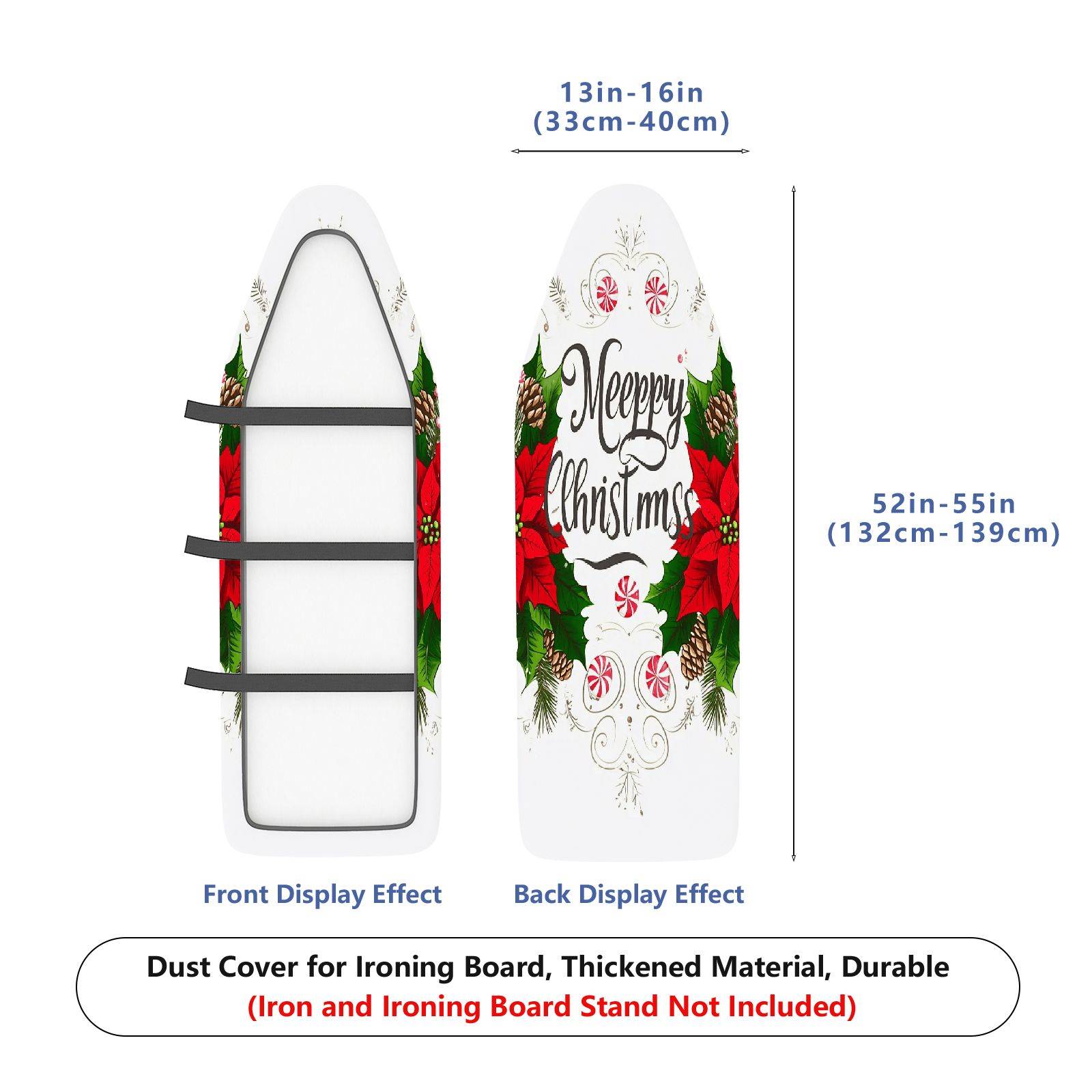 1-Piece Christmas Poinsettia Pinecone  Ironing Board Cover, Universal Size, Without Board