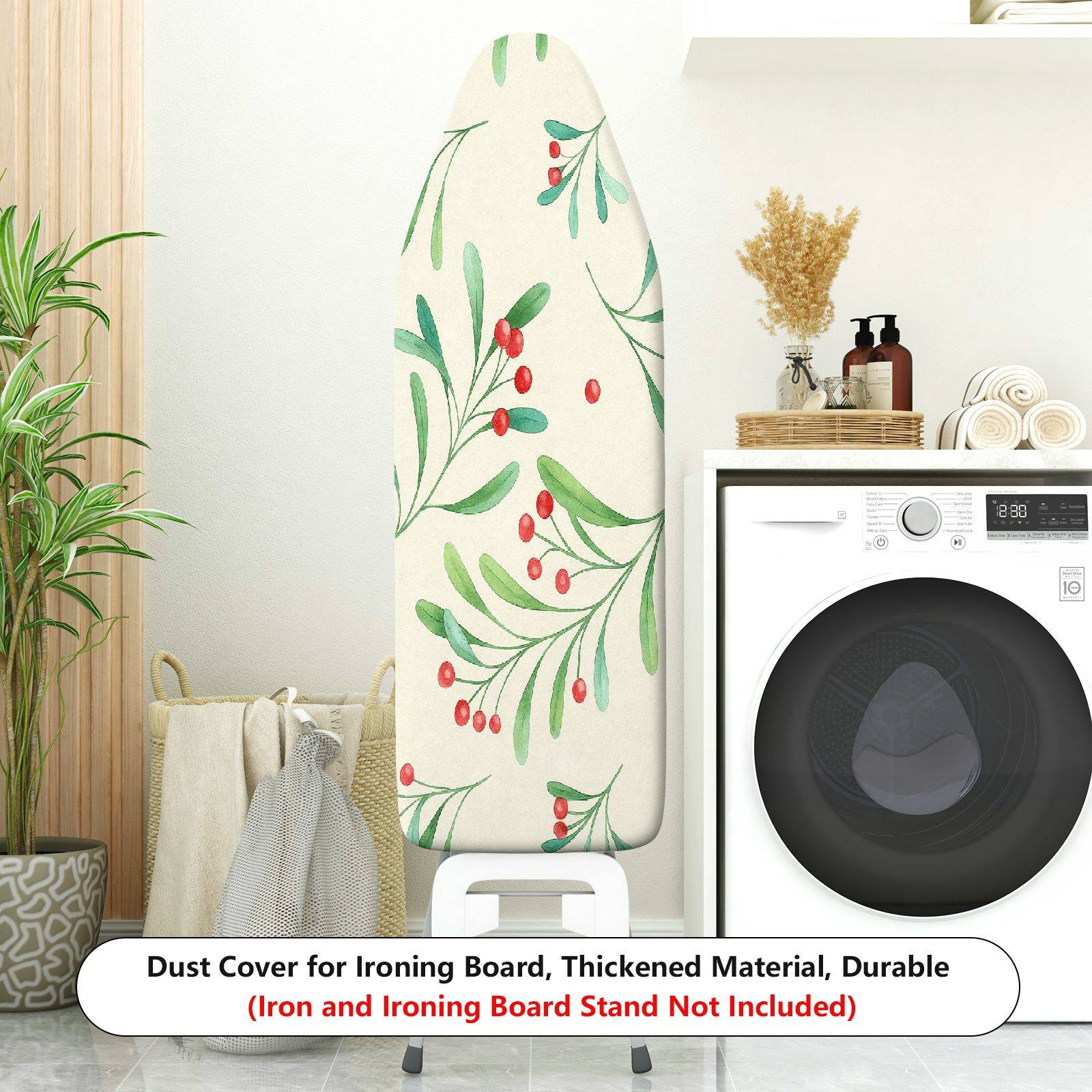 1-Piece Christmas Greenberry Leaf  Ironing Board Cover, Universal Size, Without Board