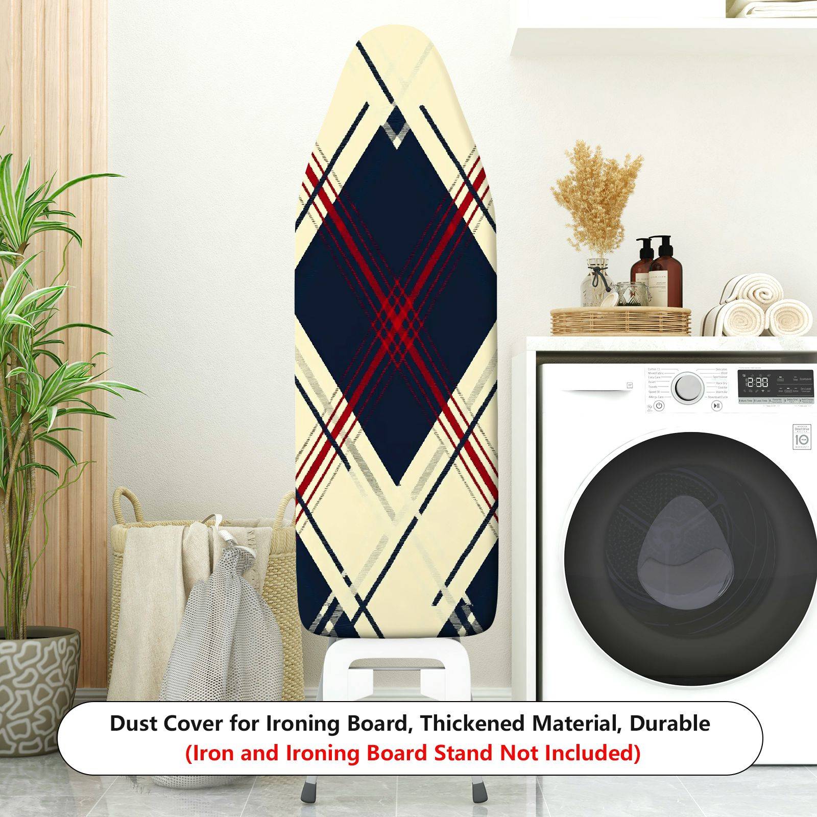 1-Piece Plaid Diamond Red  Ironing Board Cover, Universal Size, Without Board