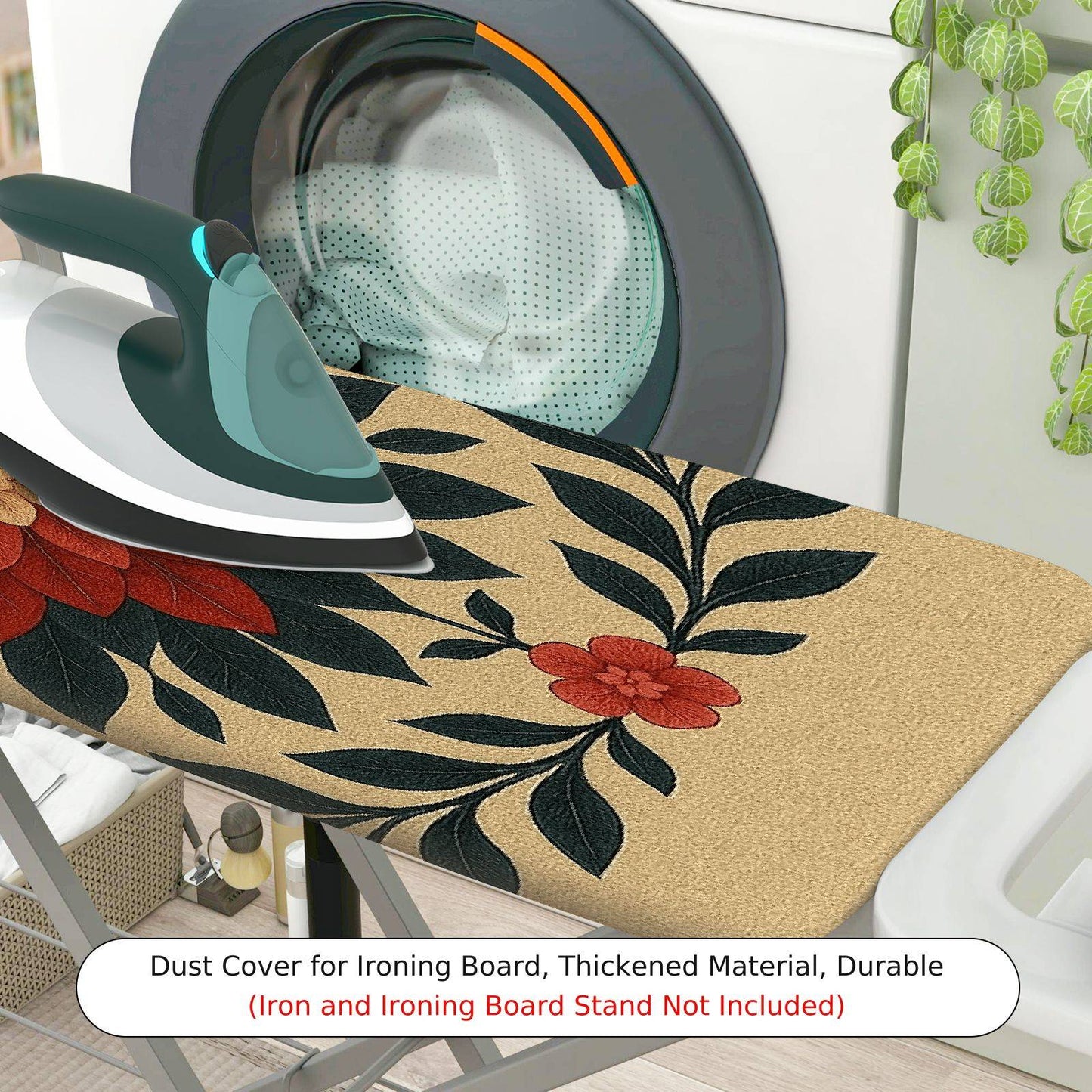 1-Piece Floral Red Green Beige  Ironing Board Cover, Universal Size, Without Board