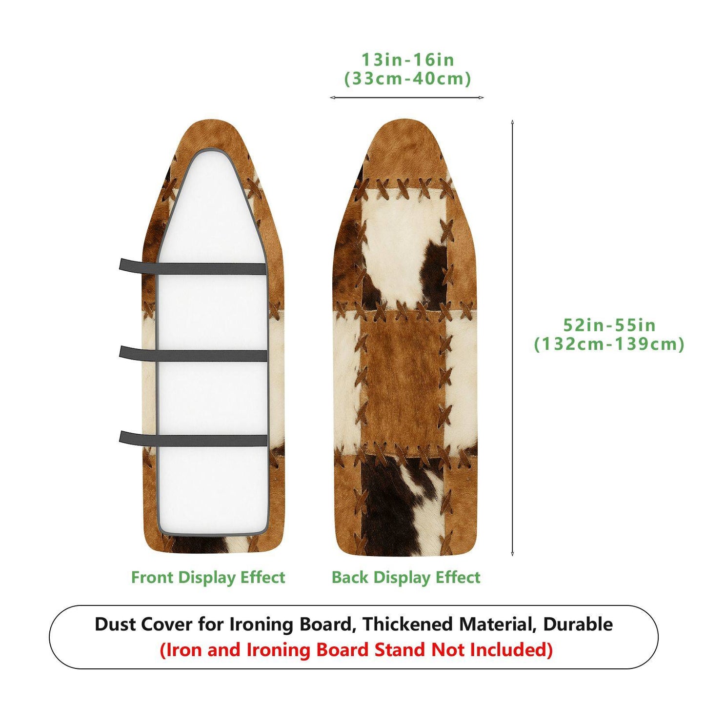 1-Piece Cowhide Pattern Brown Beige Checkered  Ironing Board Cover, Universal Size, Without Board