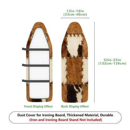1-Piece Cowhide Pattern Brown Beige Checkered  Ironing Board Cover, Universal Size, Without Board