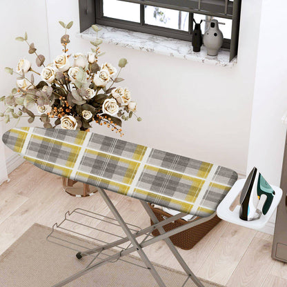 1-Piece Plaid Yellow Gray  Ironing Board Cover, Universal Size, Without Board