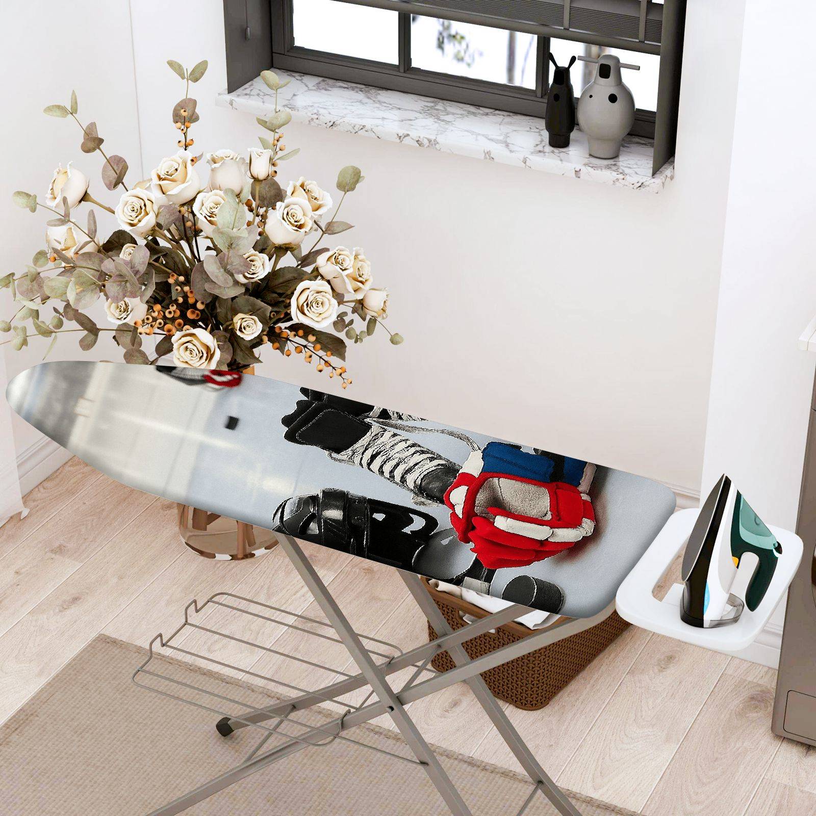 1-Piece Hockey Pattern Sports Equipment Fun  Ironing Board Cover, Universal Size, Without Board