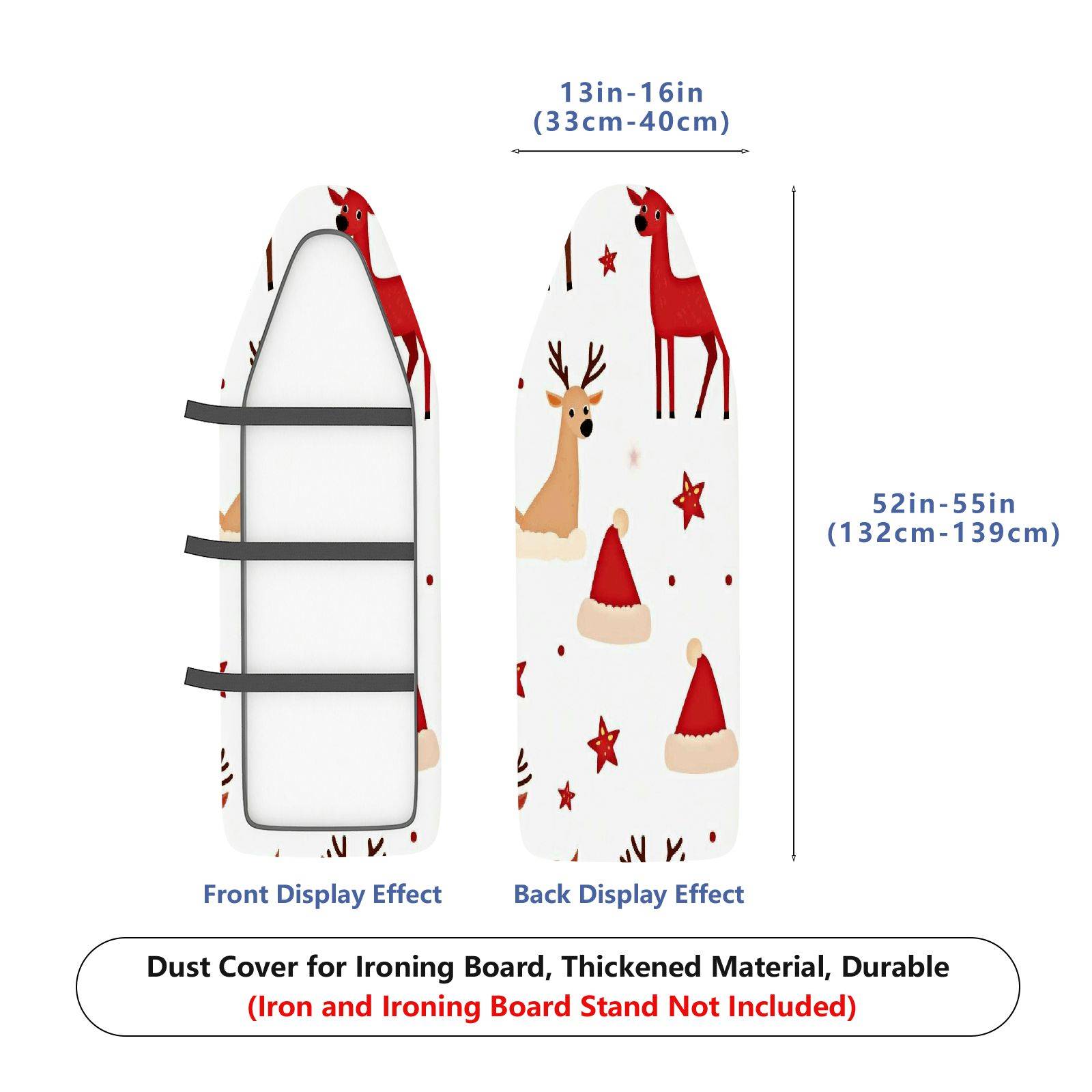 1-Piece Christmas Reindeer Santa  Ironing Board Cover, Universal Size, Without Board