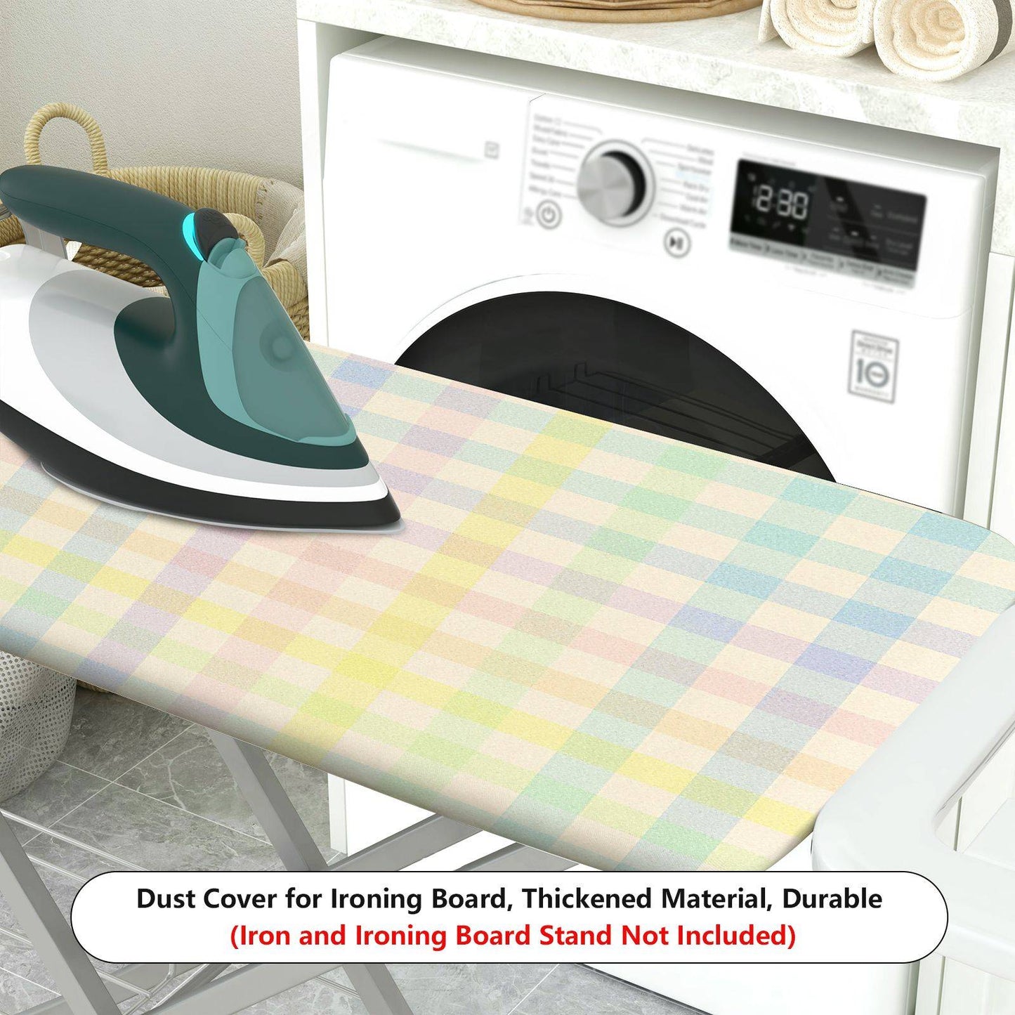1-Piece Pastel Plaid Colorful Checkered Pattern  Ironing Board Cover, Universal Size, Without Board