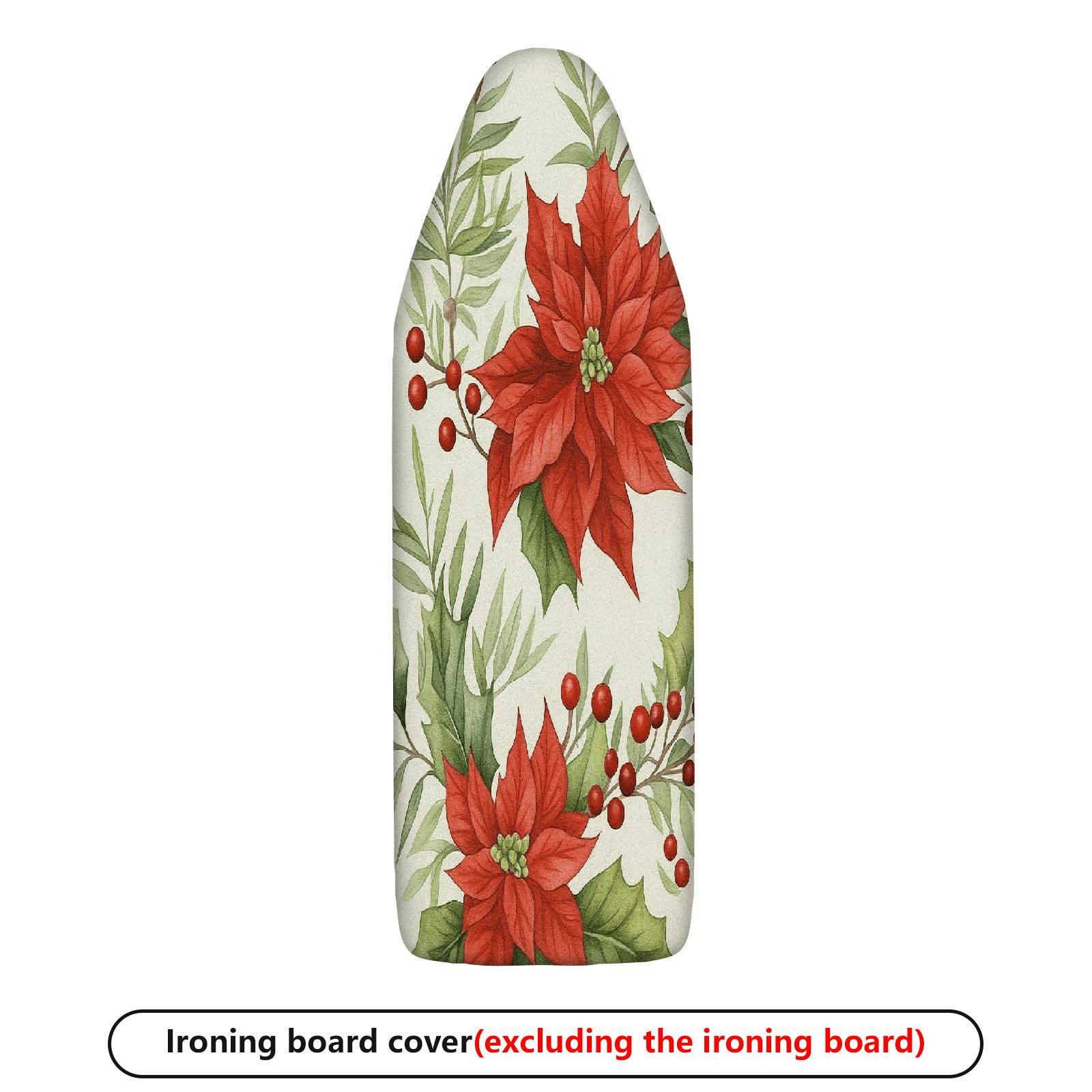 1-Piece Christmas Poinsettia Red Berry  Ironing Board Cover, Universal Size, Without Board