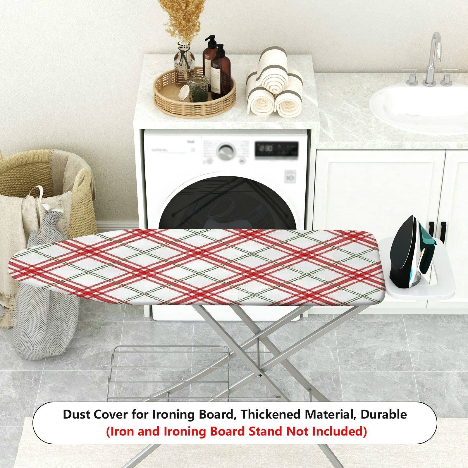 1-Piece Plaid Check Red  Ironing Board Cover, Universal Size, Without Board