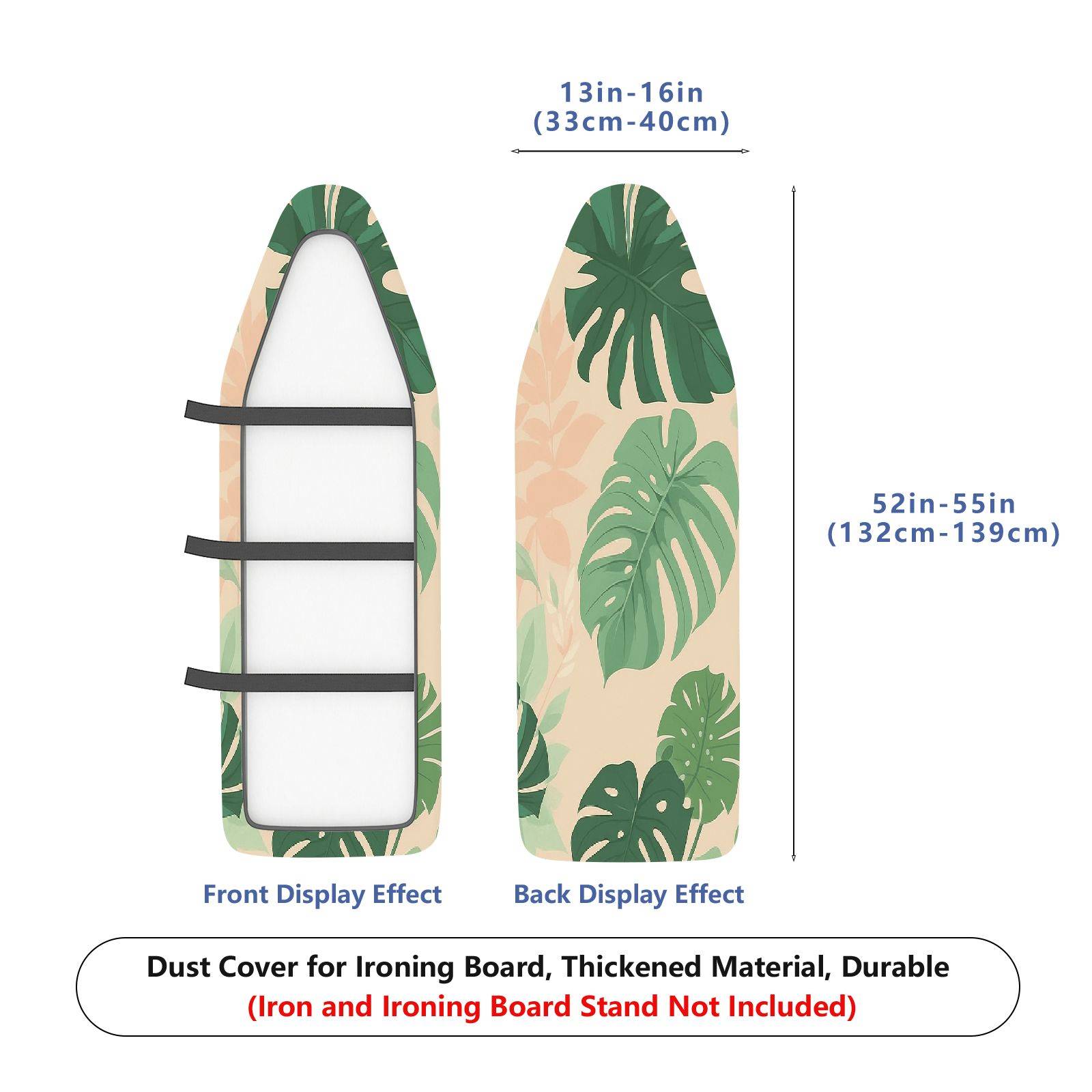 1-Piece Tropical Leaf Pattern Green Beige  Ironing Board Cover, Universal Size, Without Board