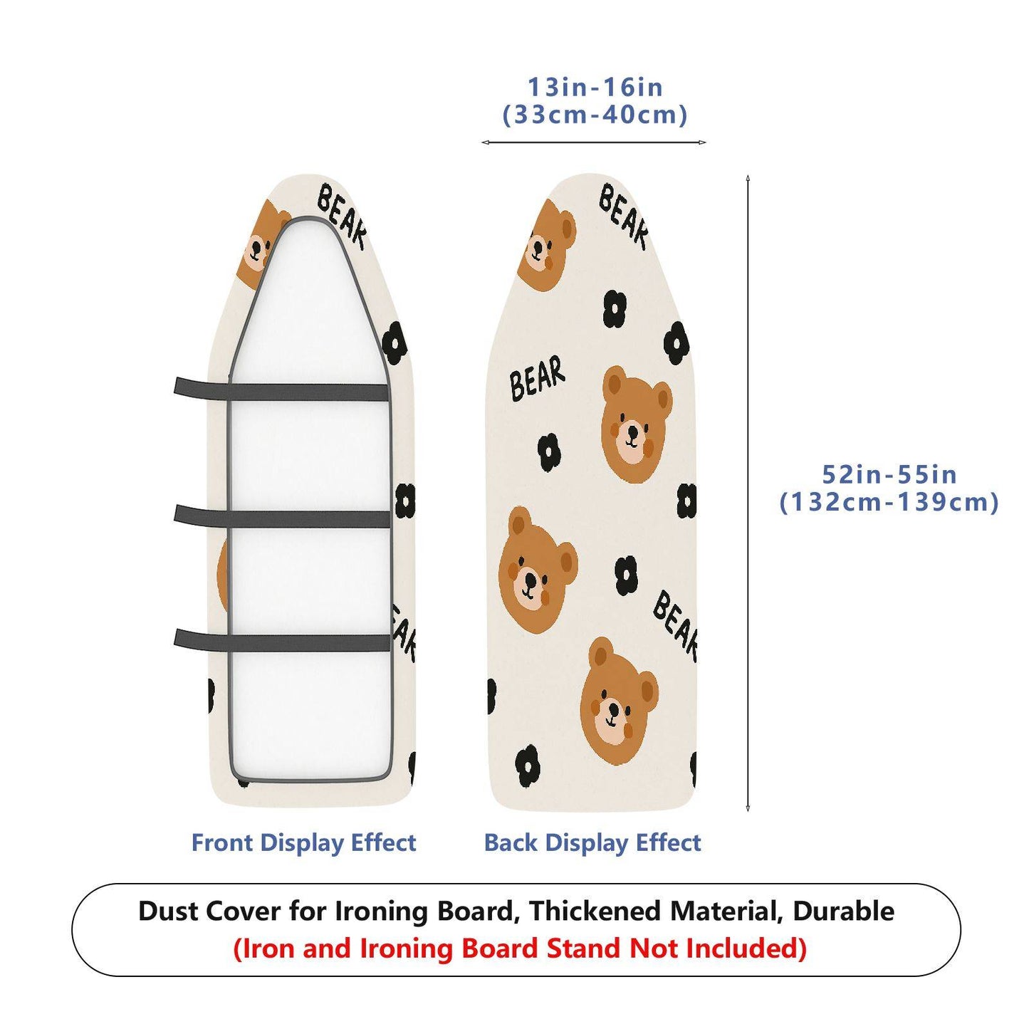 1-Piece Bear Floral Cute  Ironing Board Cover, Universal Size, Without Board
