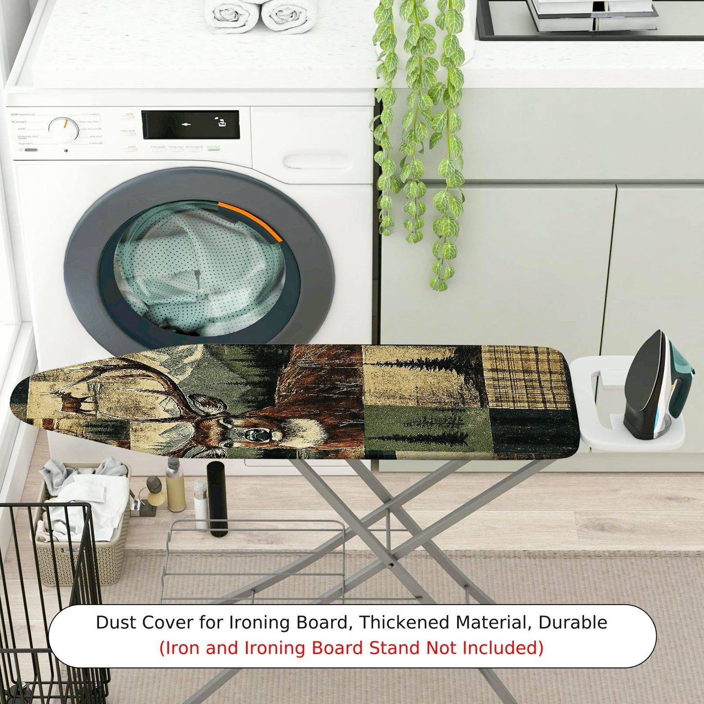 1-Piece Deer Forest Plaid  Ironing Board Cover, Universal Size, Without Board