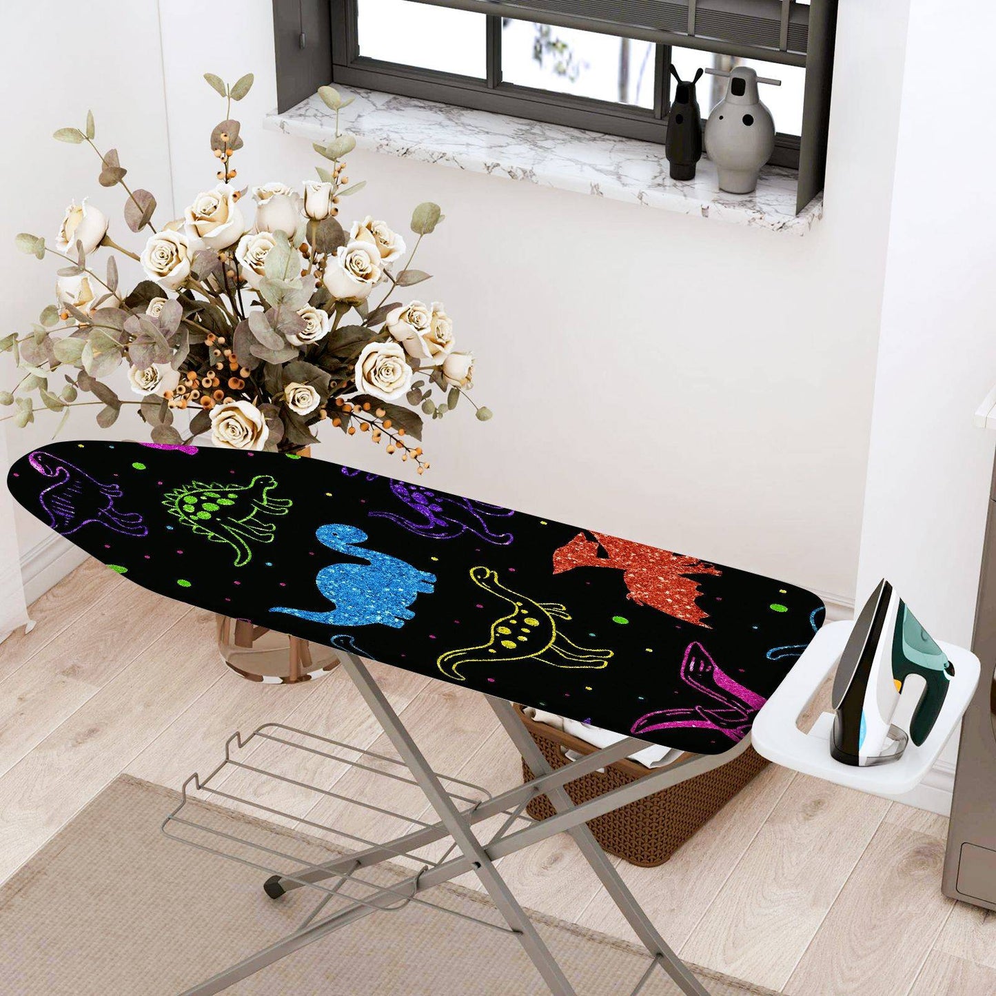 1-Piece Dinosaur Colorful Fun  Ironing Board Cover, Universal Size, Without Board