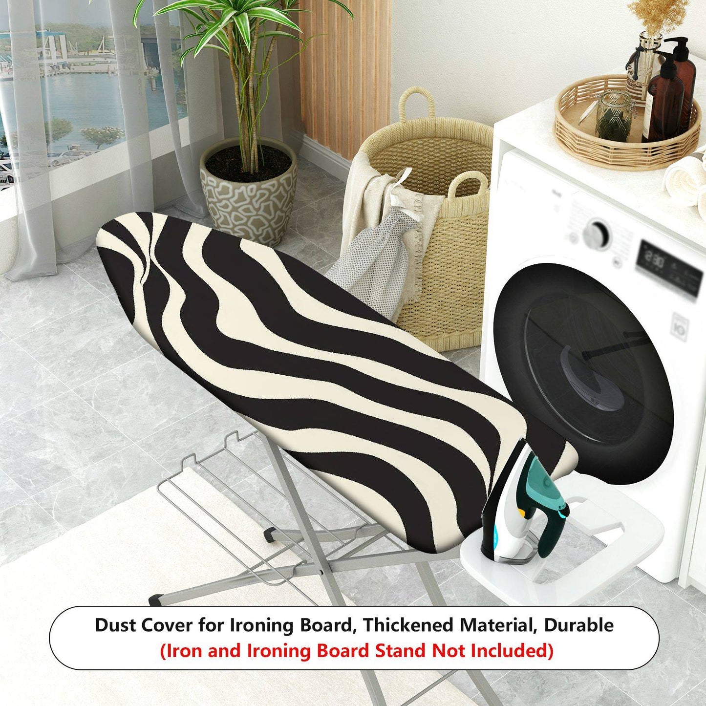 1-Piece Zebra Pattern Black White  Ironing Board Cover, Universal Size, Without Board