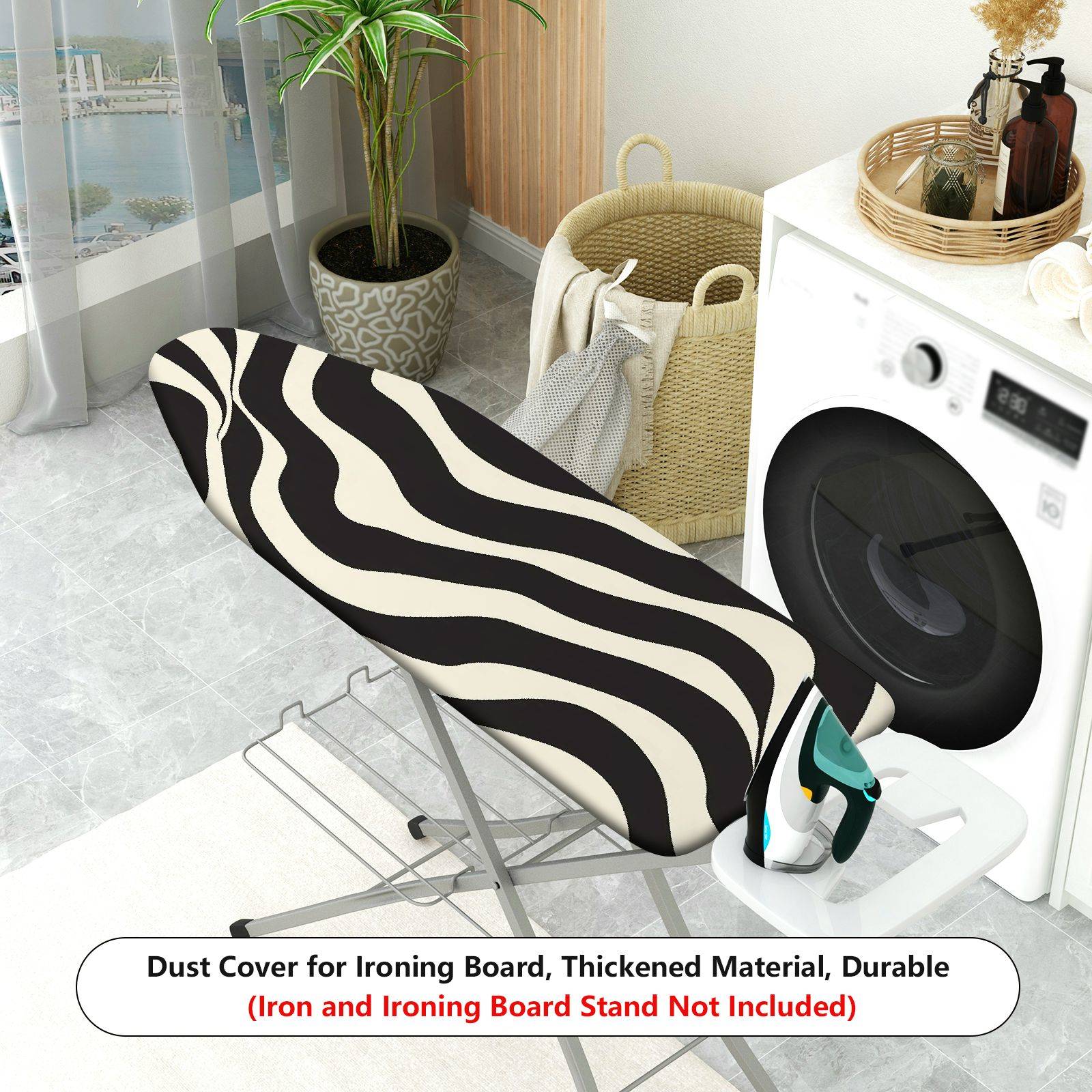 1-Piece Zebra Pattern Black White  Ironing Board Cover, Universal Size, Without Board