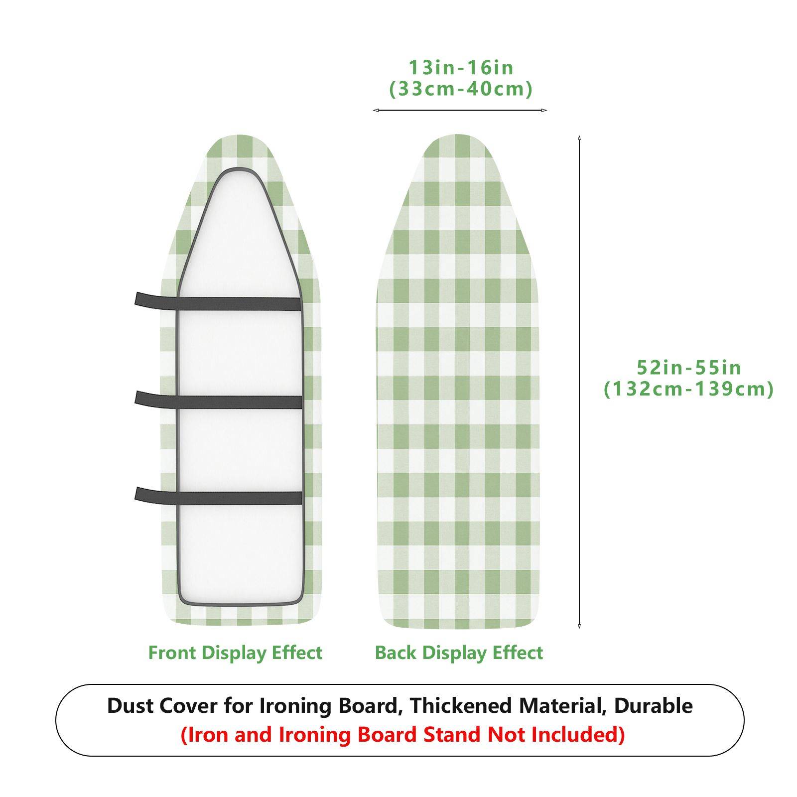 1-Piece Checkered Pattern Green Plaid  Ironing Board Cover, Universal Size, Without Board