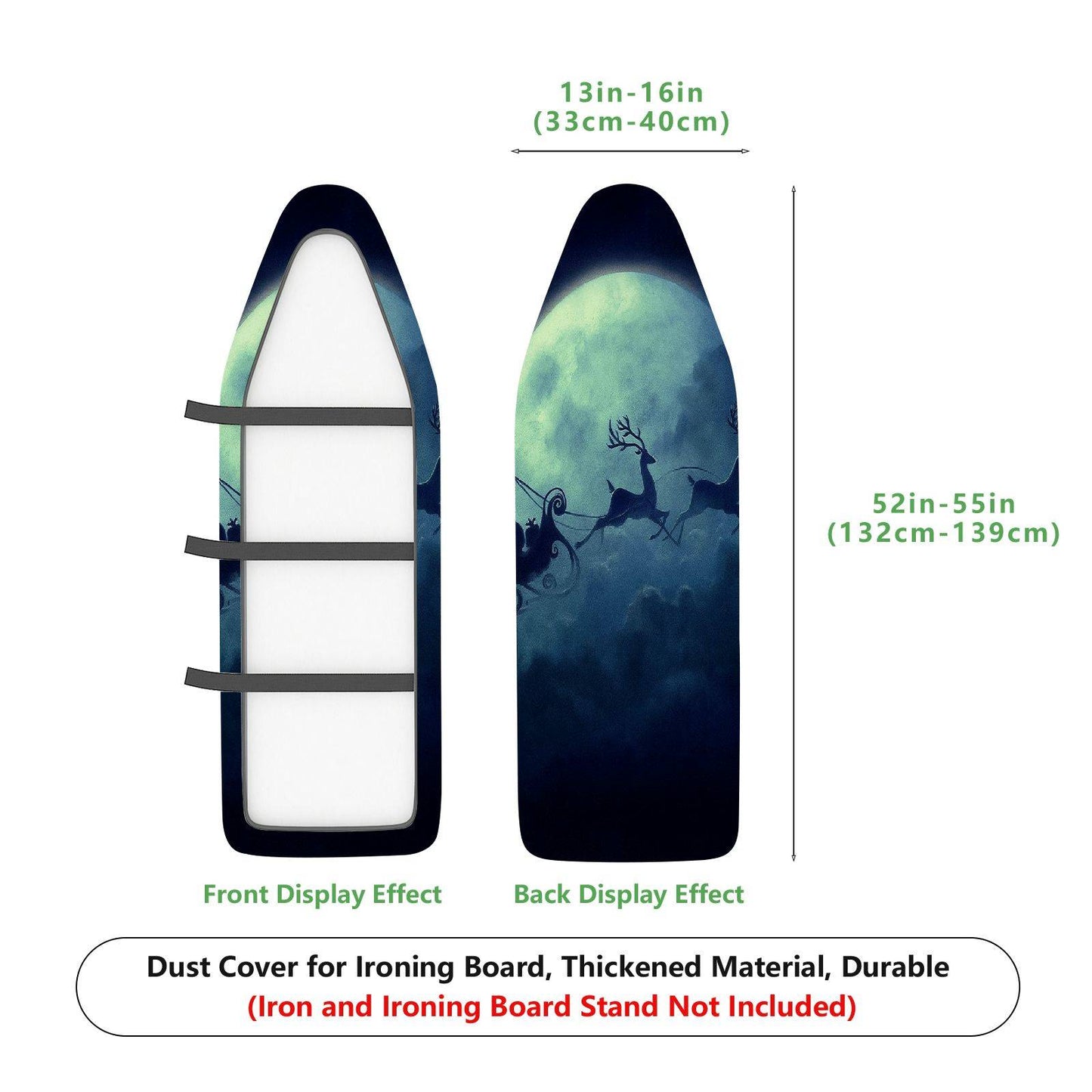 1-Piece Moonlight Reindeer Christmas  Ironing Board Cover, Universal Size, Without Board