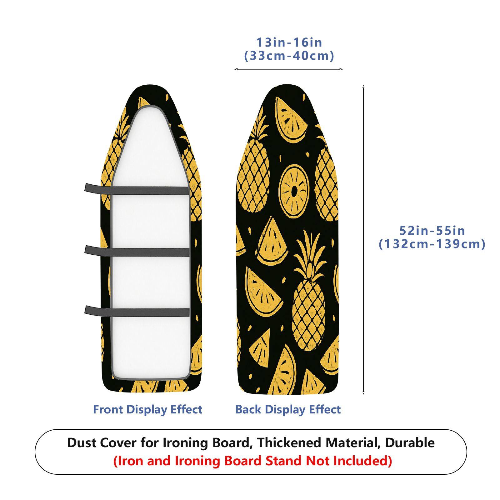 1-Piece Pineapple Fruit Pattern Black  Ironing Board Cover, Universal Size, Without Board