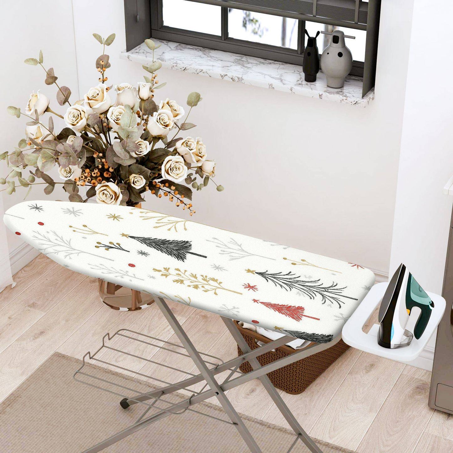 1-Piece Christmas Tree Snowflake Holiday  Ironing Board Cover, Universal Size, Without Board