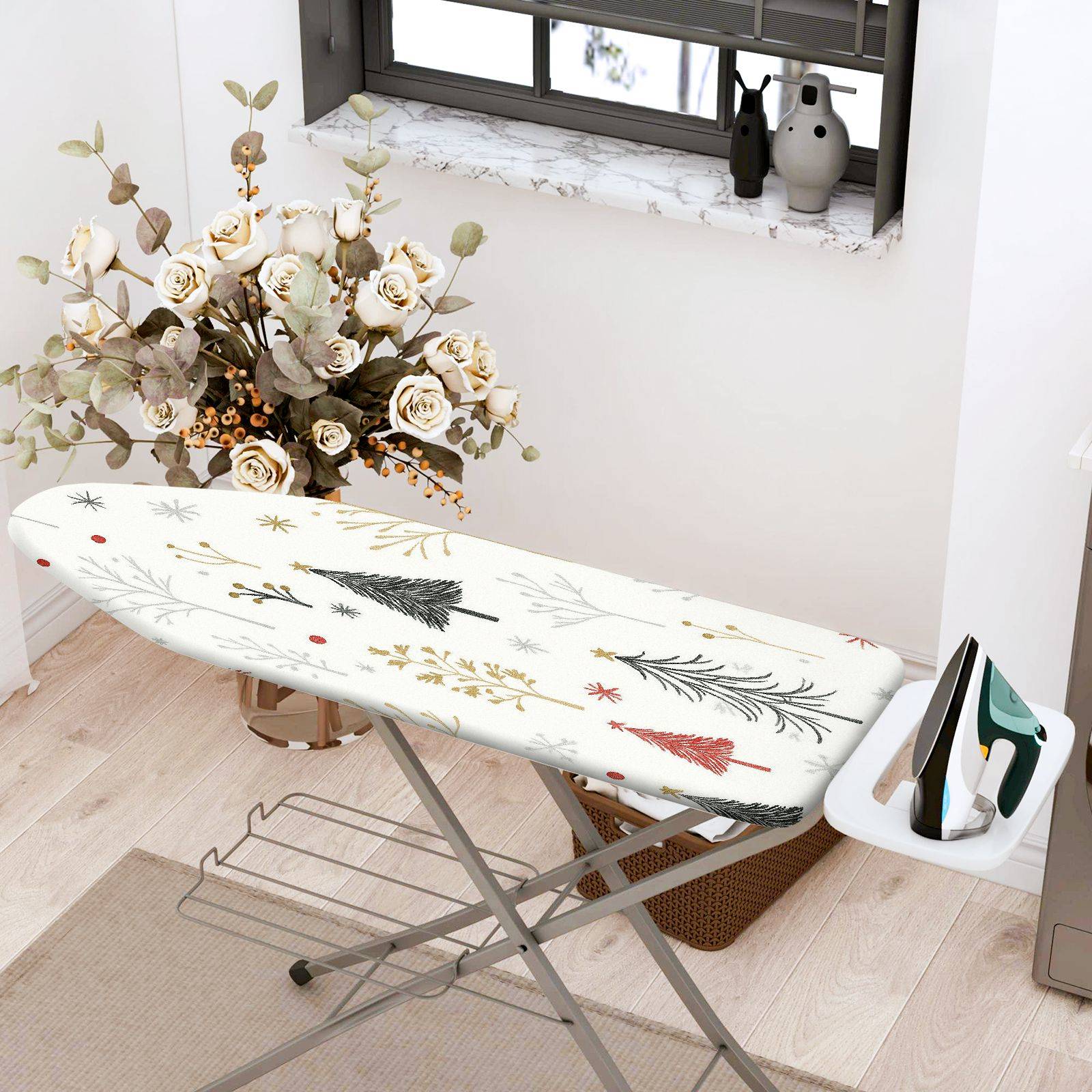 1-Piece Christmas Tree Snowflake Holiday  Ironing Board Cover, Universal Size, Without Board