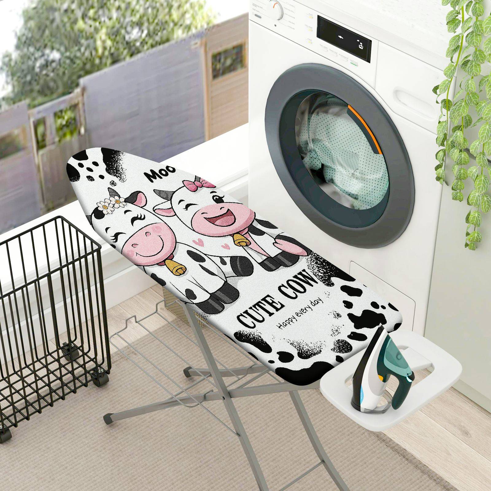 1-Piece Cute Cow Fun  Animal  Ironing Board Cover, Universal Size, Without Board