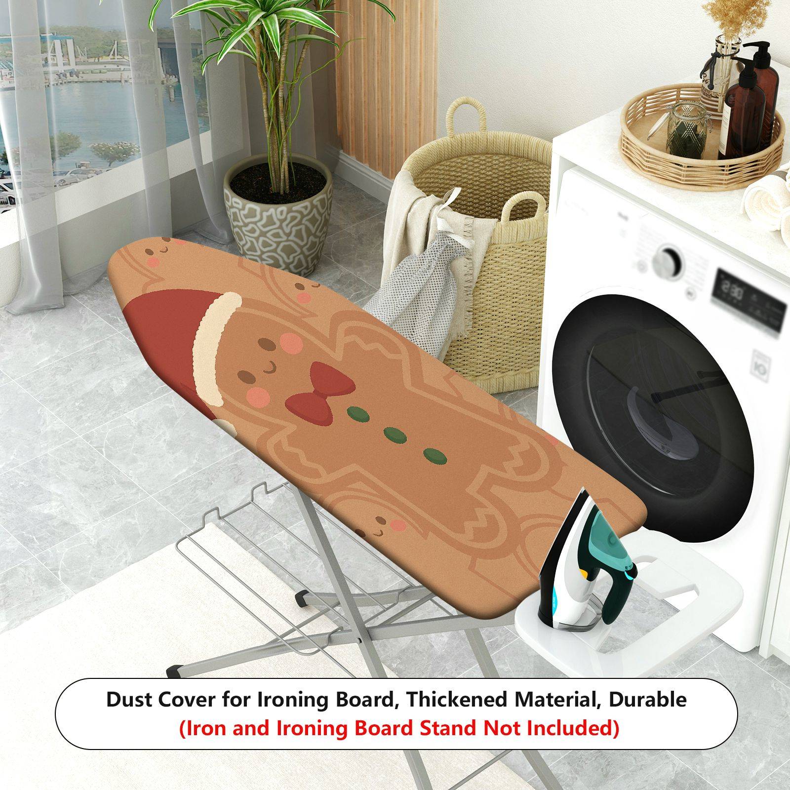 1-Piece Christmas Gingerbread Santa Claus  Ironing Board Cover, Universal Size, Without Board