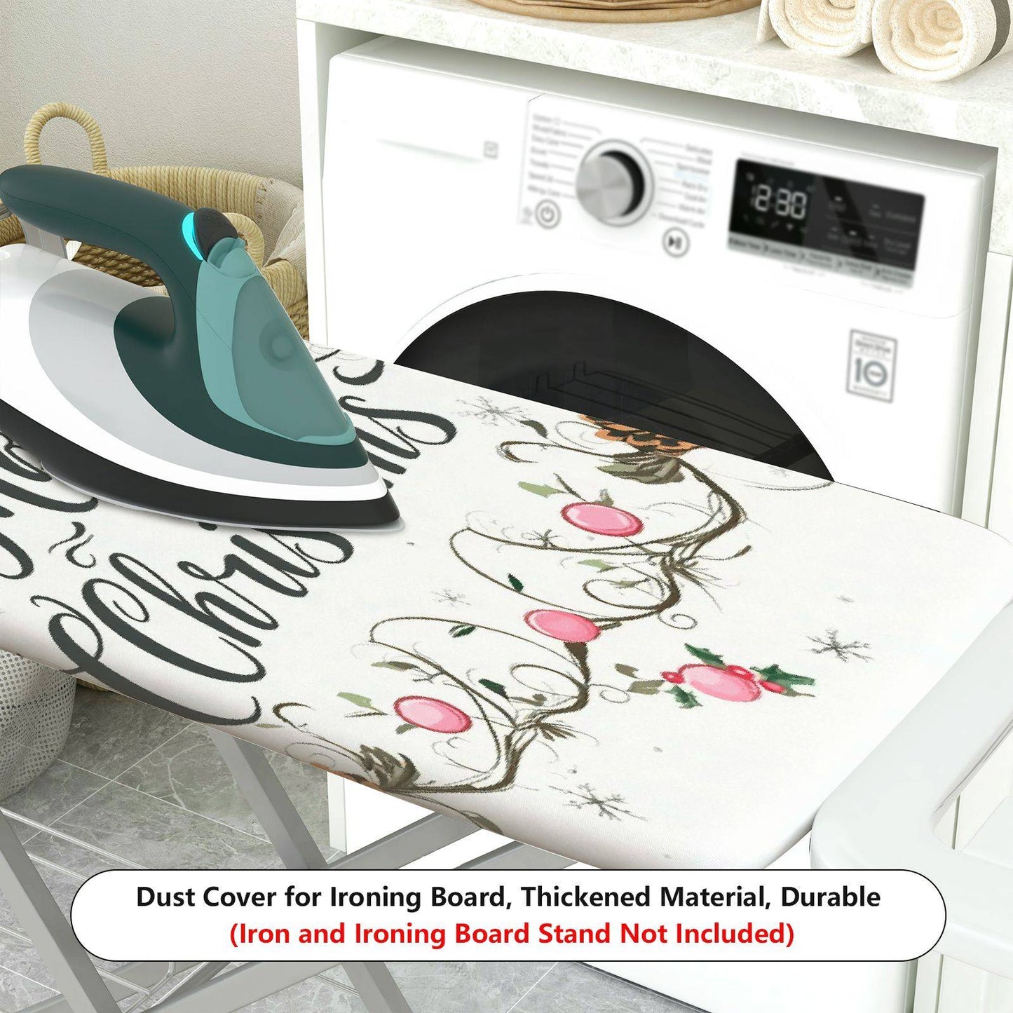 1-Piece Christmas Decoration Floral Happy Holidays  Ironing Board Cover, Universal Size, Without Board