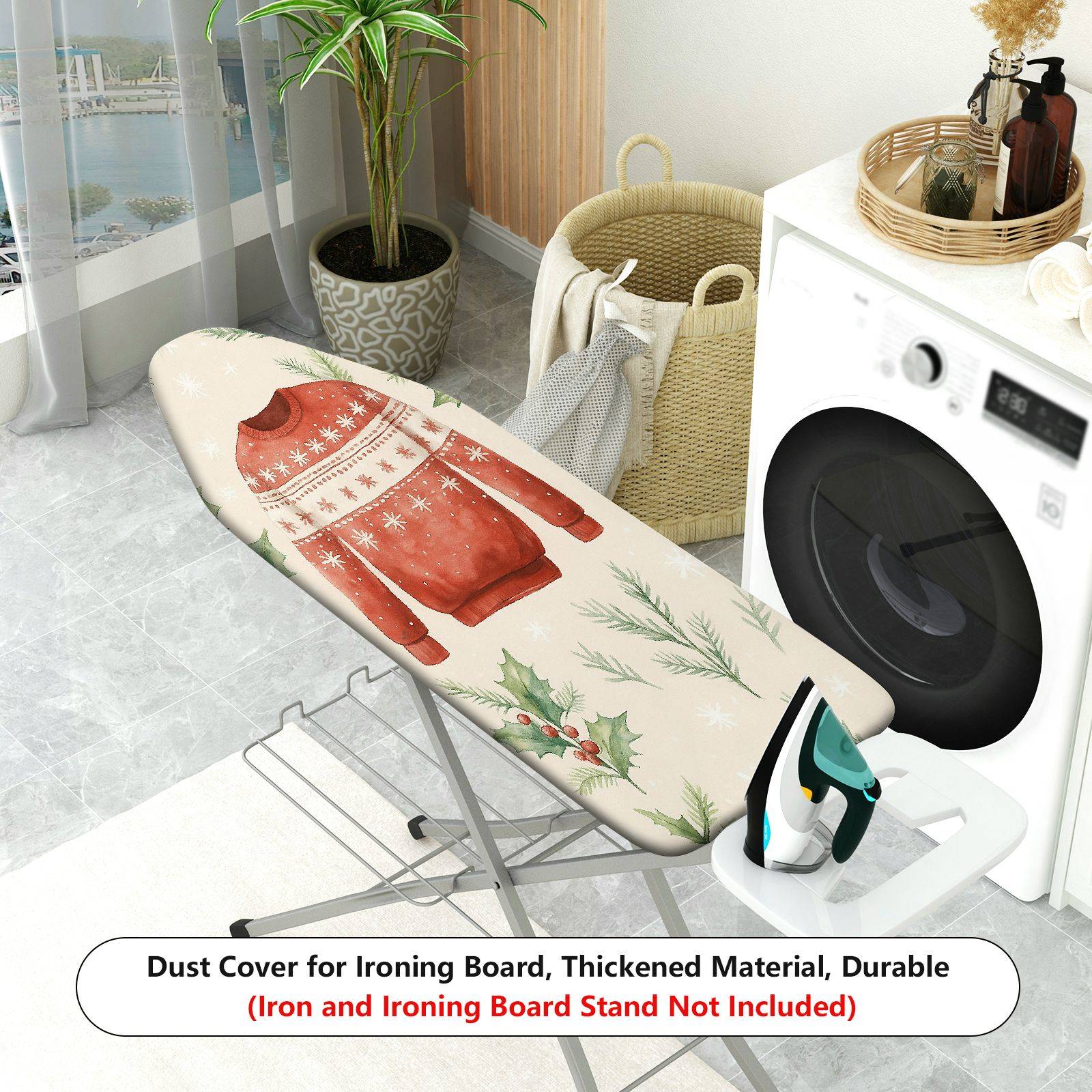 1-Piece Christmas Sweater Holly Decorative  Ironing Board Cover, Universal Size, Without Board